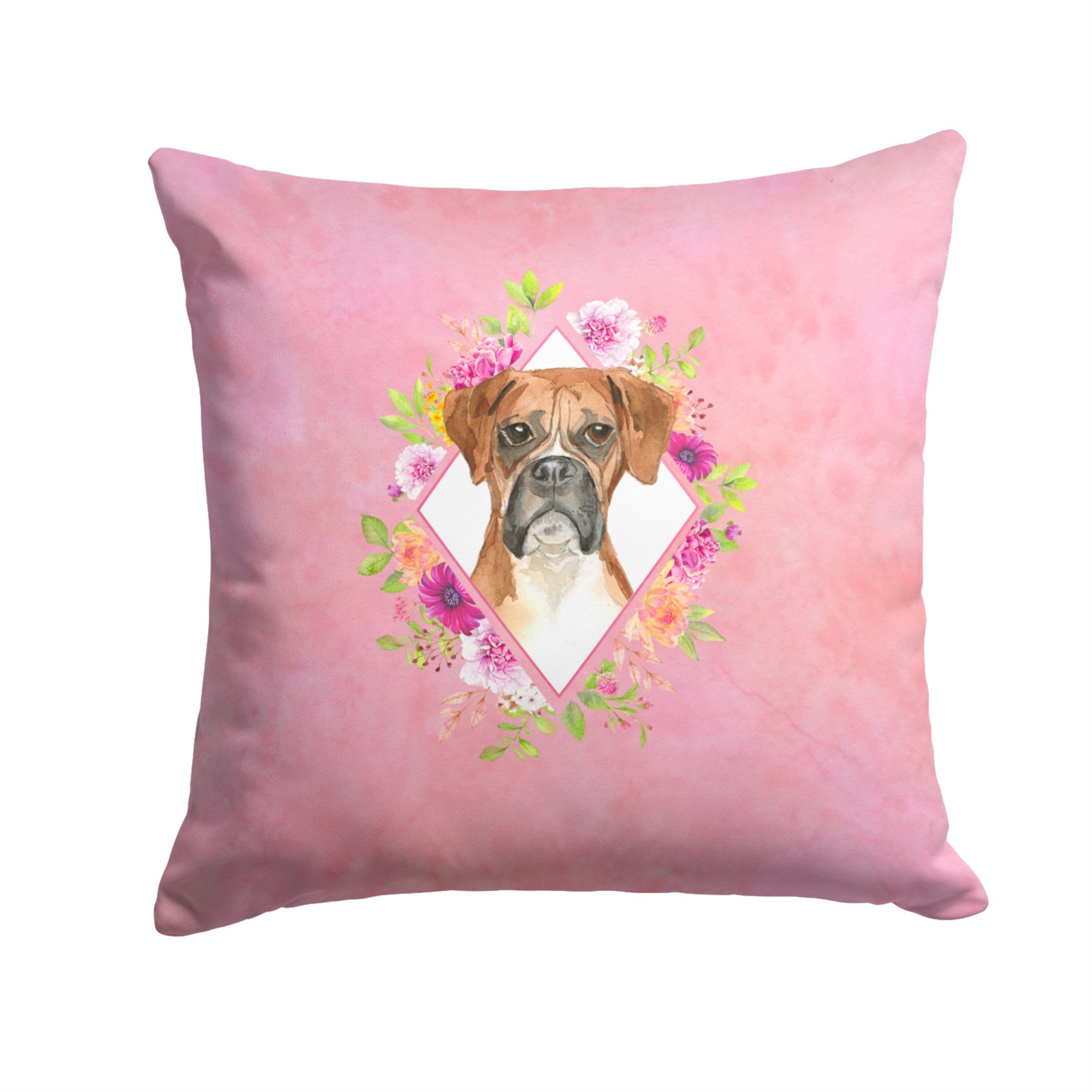 Boxer Pink Flowers Fabric Decorative Pillow