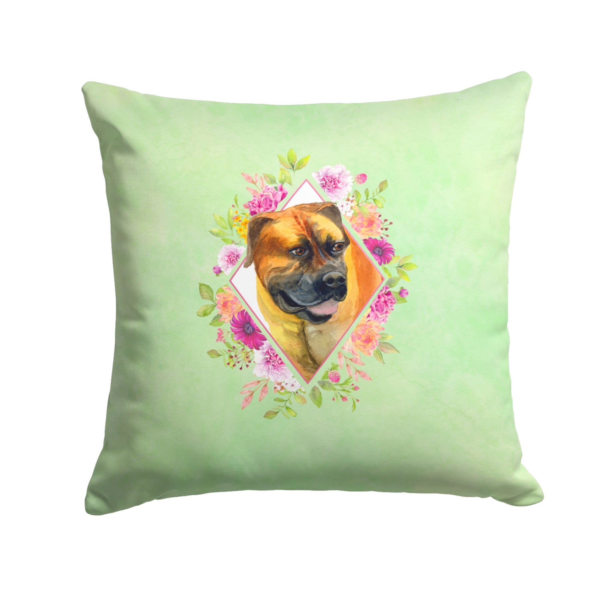 Borboel Mastiff Green Flowers Fabric Decorative Pillow