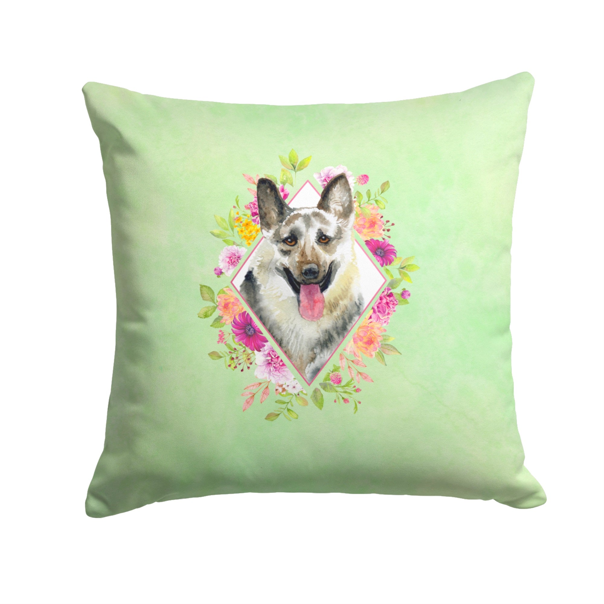 Eastern German Shepherd Green Flowers Fabric Decorative Pillow