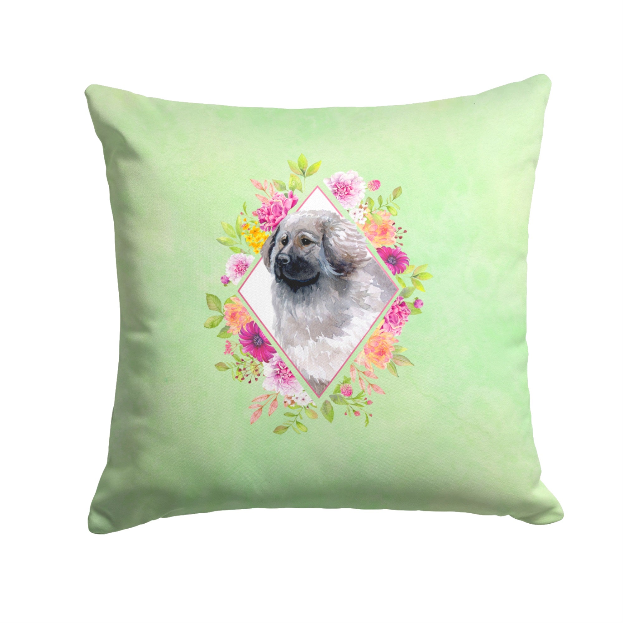 Moscow Watchdog Green Flowers Fabric Decorative Pillow