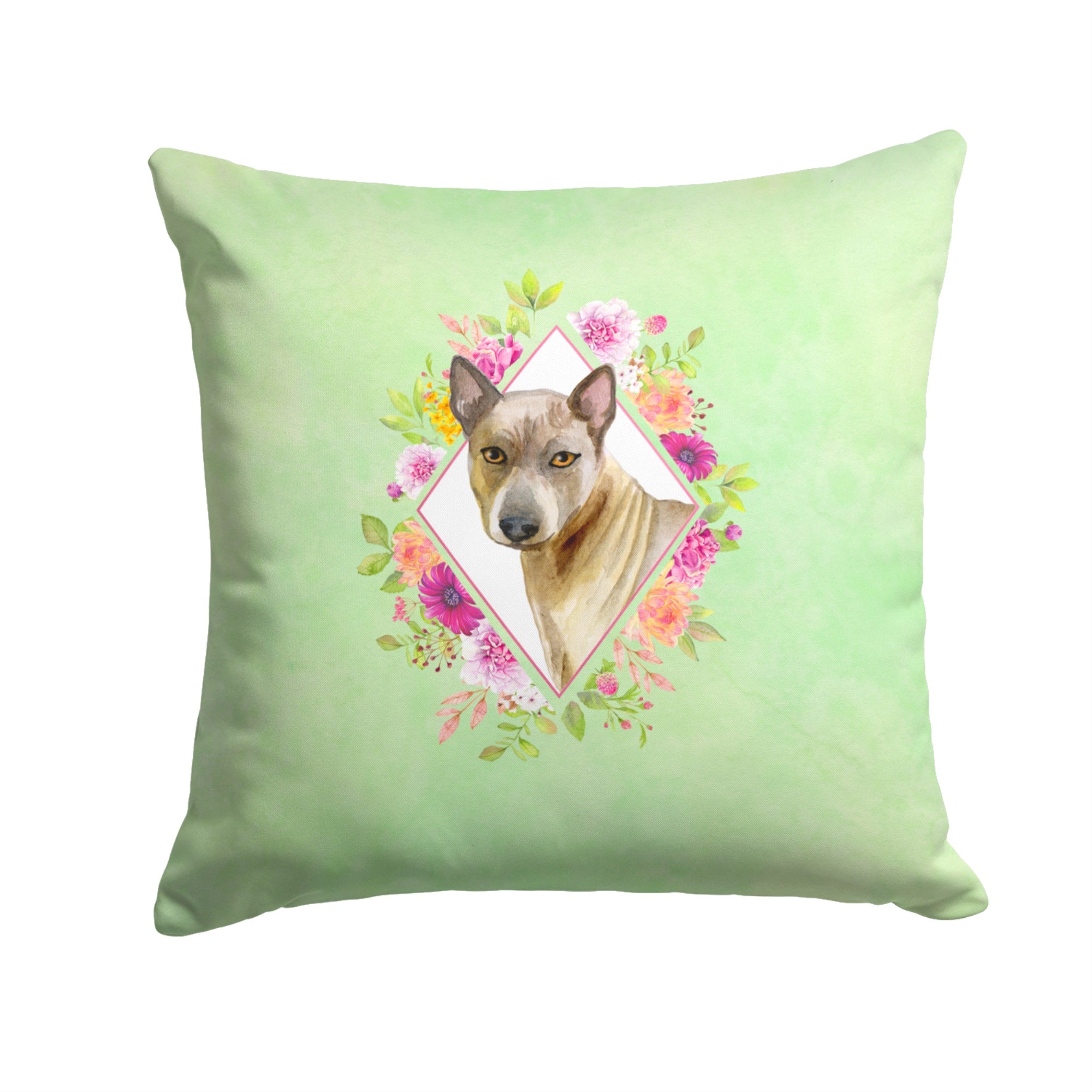 Thai Ridgeback Green Flowers Fabric Decorative Pillow