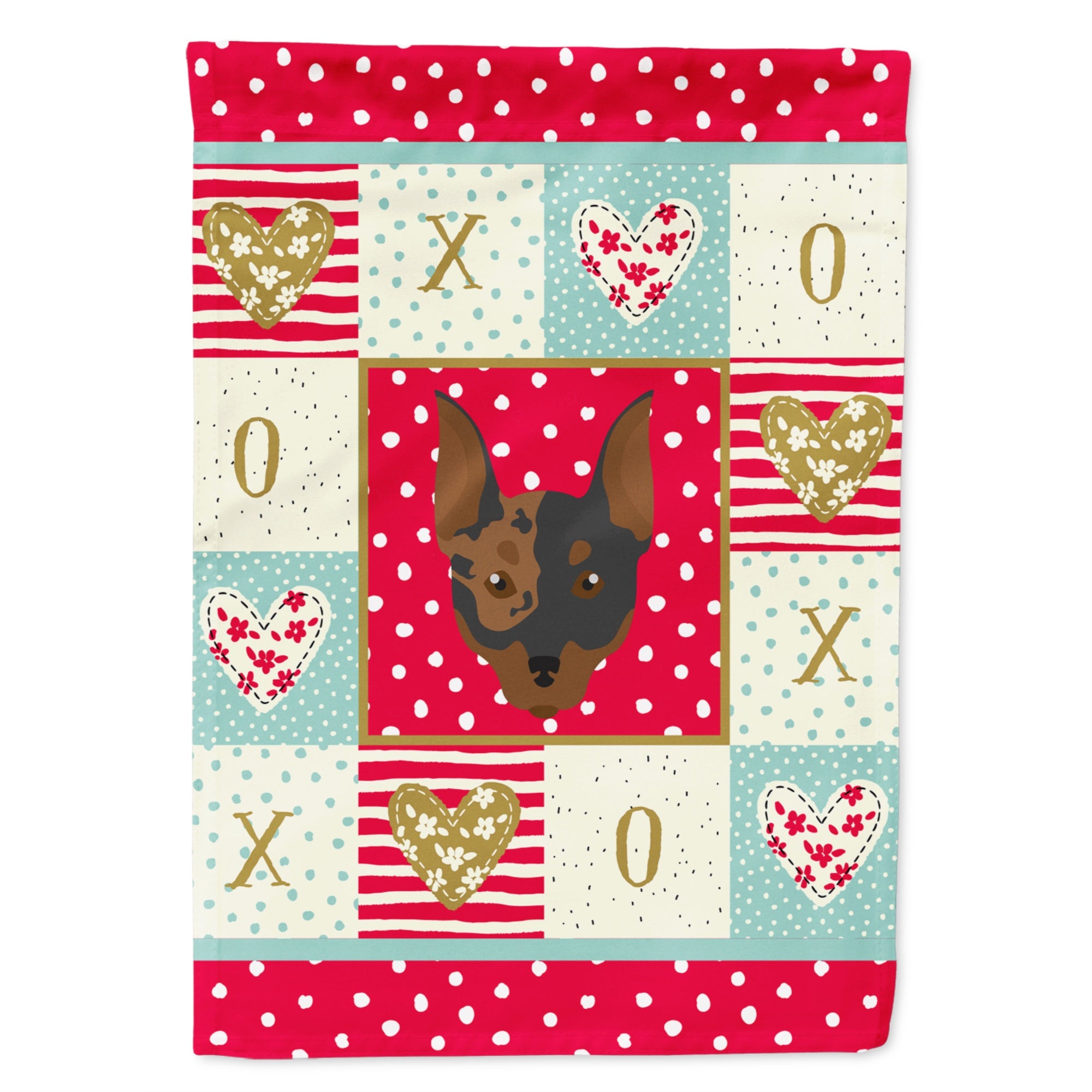 Harlequin Pinscher Love Flag Garden Size