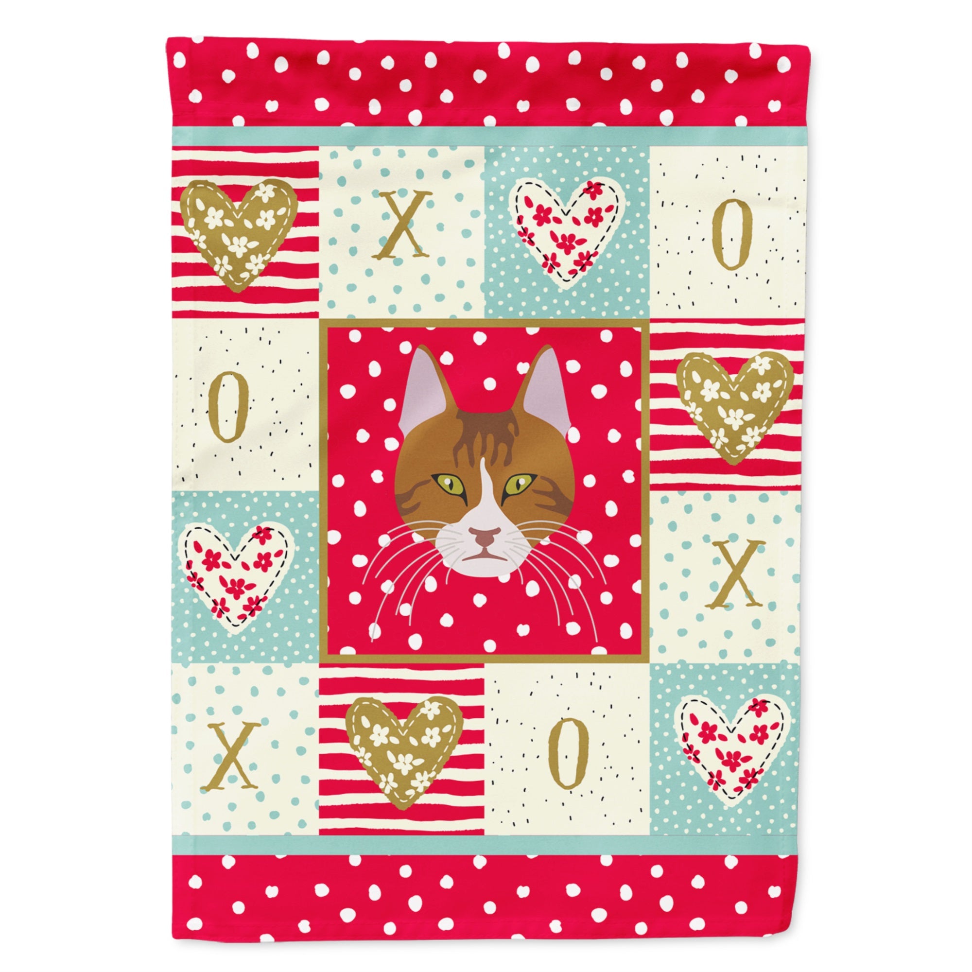 Aegean Cat Love Flag Canvas House Size