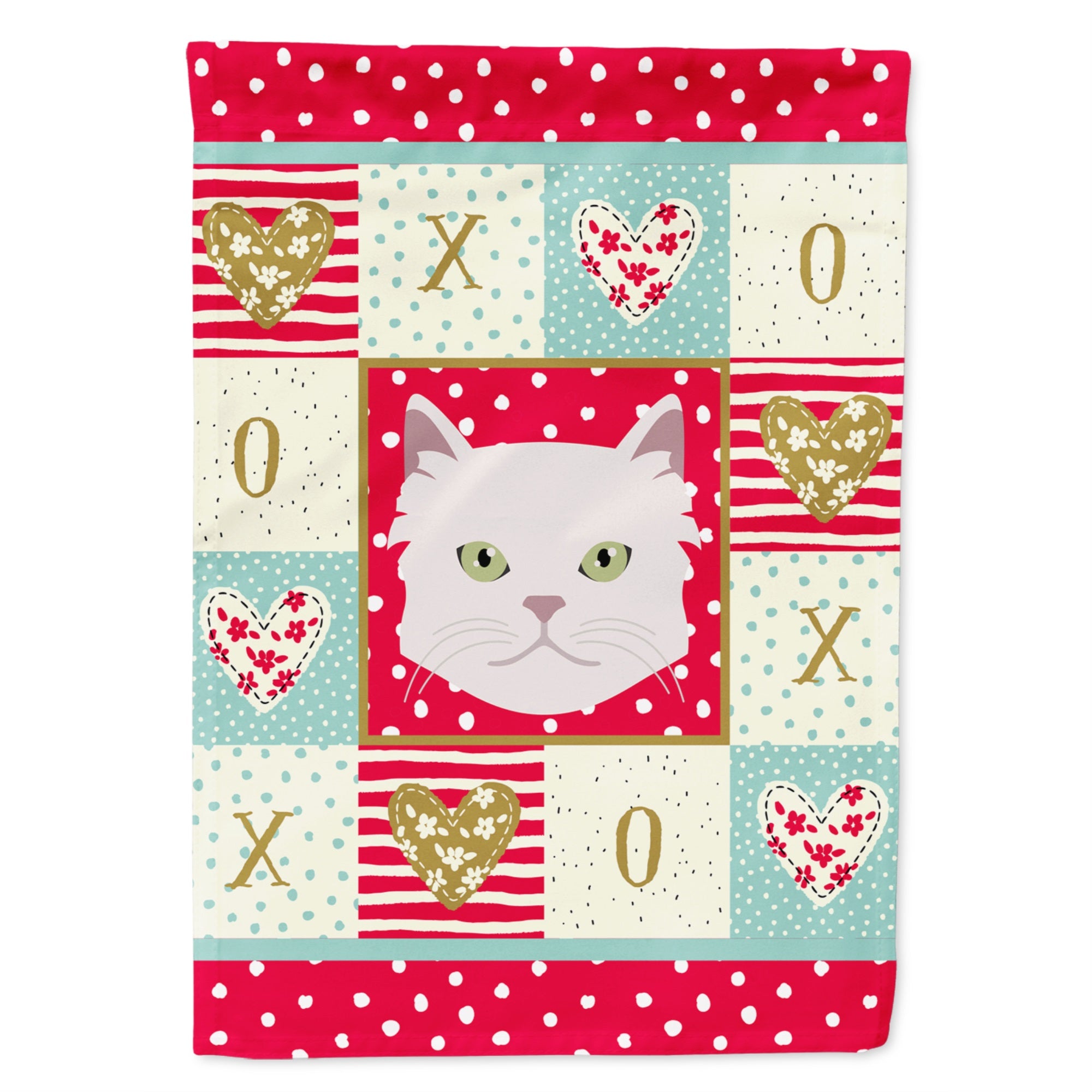 Asian Semi Longhaired Cat Love Flag Canvas House Size