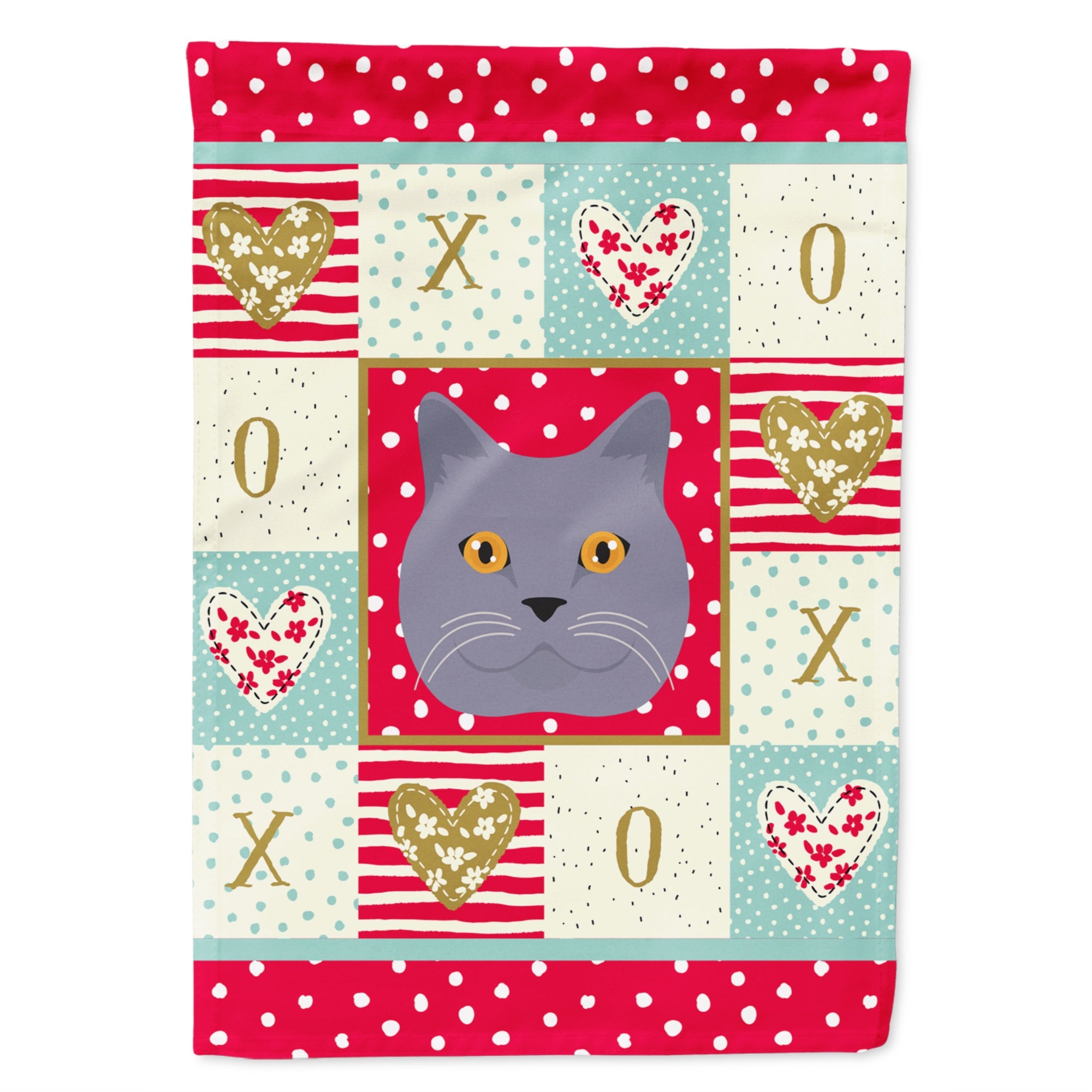 British Shorthair Cat Love Flag Canvas House Size