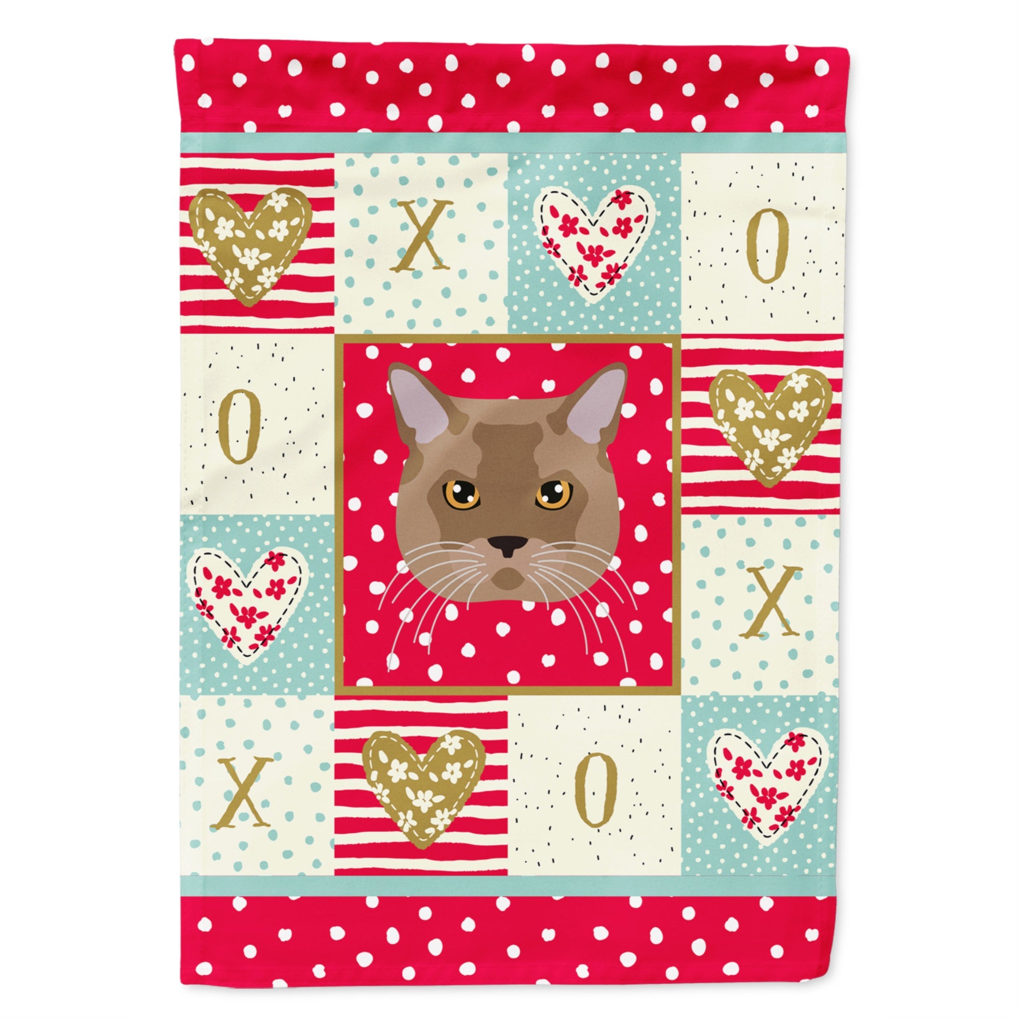 European Burmese Cat Love Flag Canvas House Size