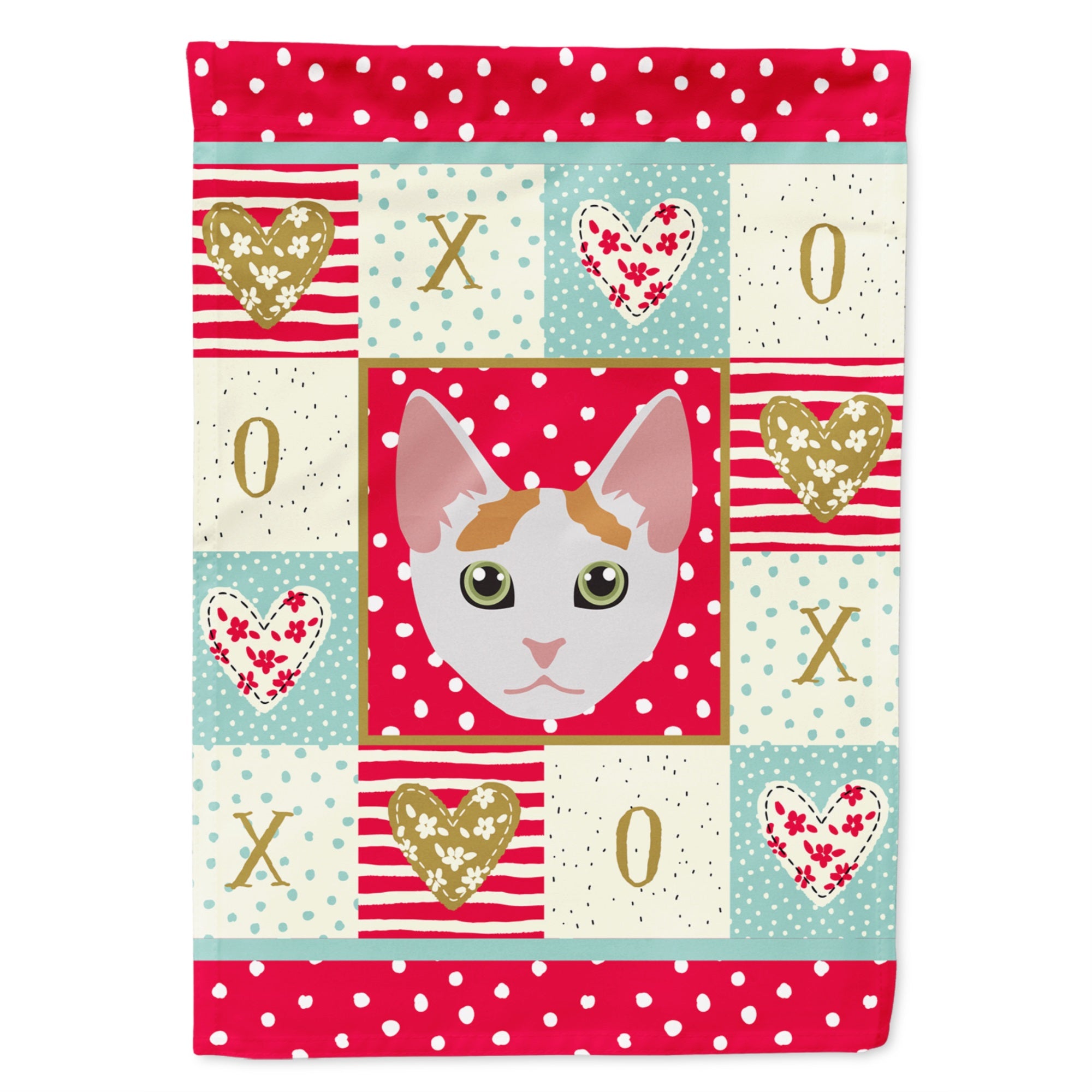 Japanese Bobtail Cat Love Flag Canvas House Size