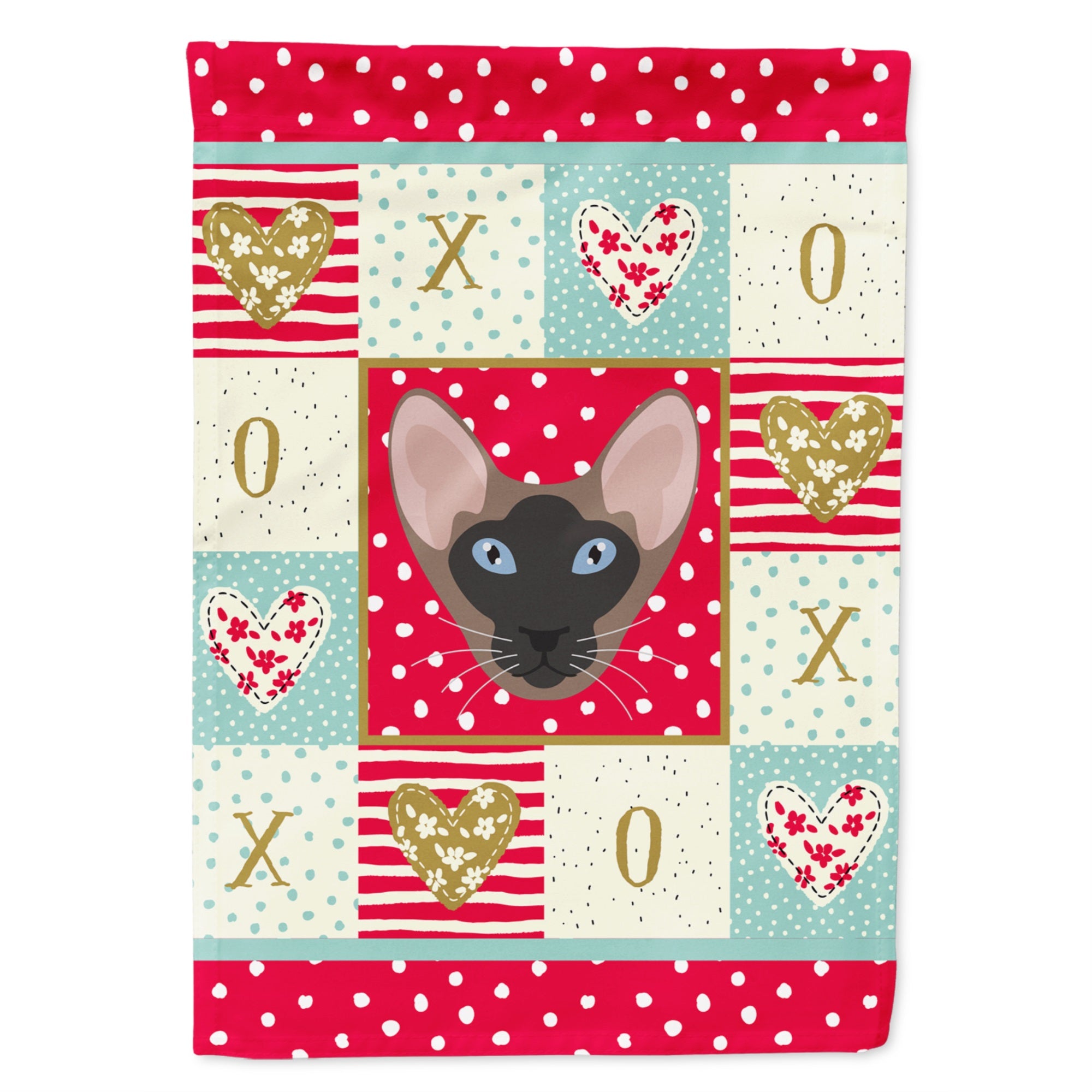 Oriental Bicolor Cat Love Flag Canvas House Size