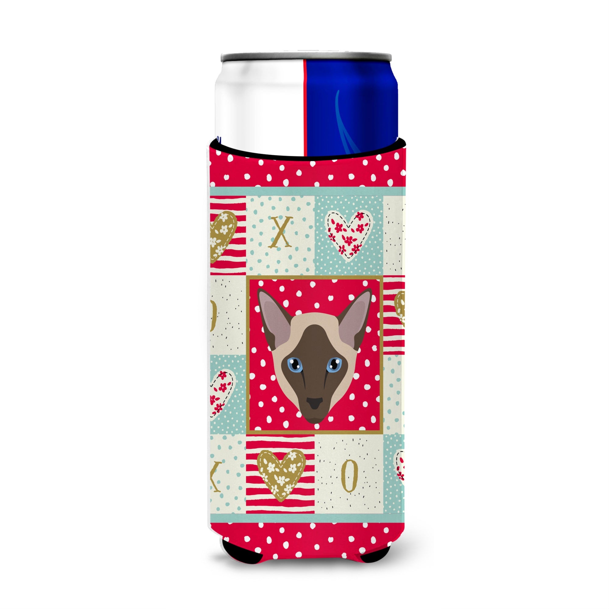 Siamese Modern Cat Love Ultra Hugger For Slim Cans