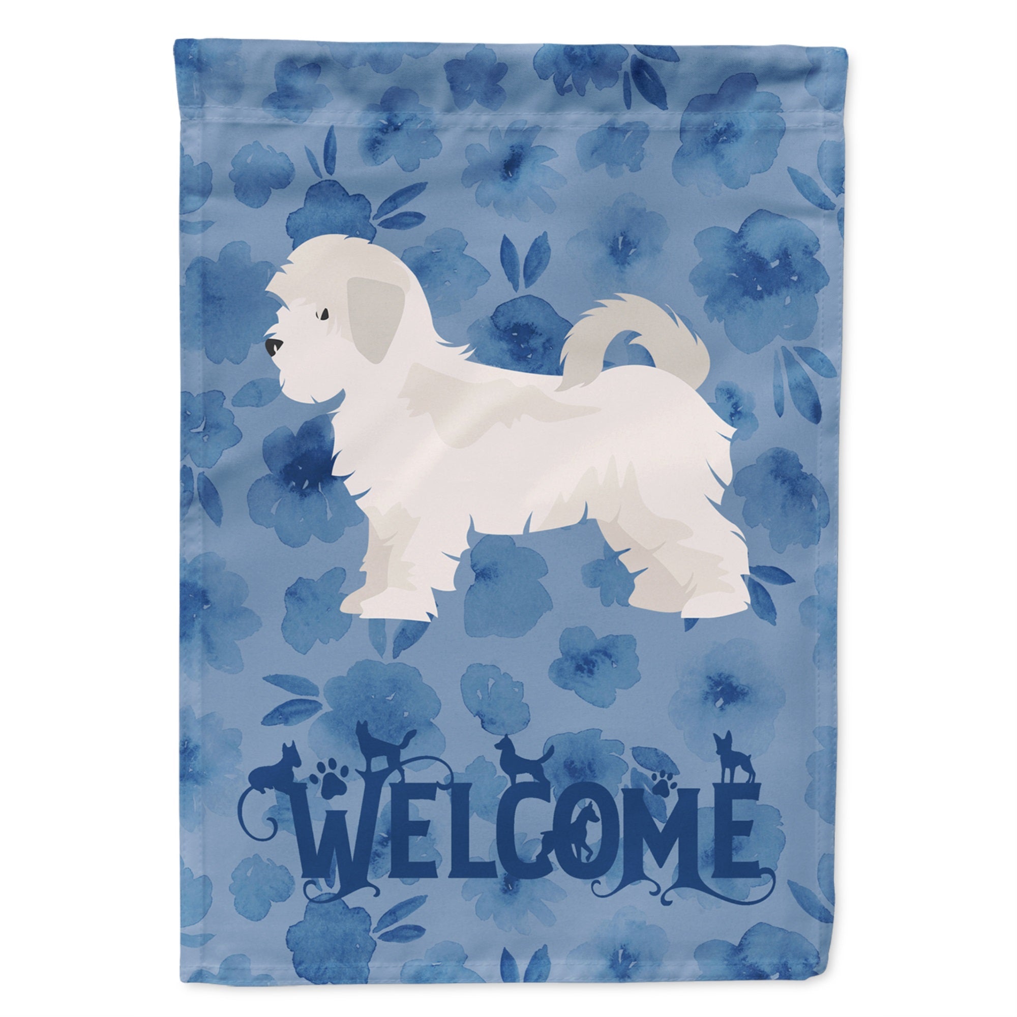 Maltese Puppy Cut Welcome Flag Garden Size