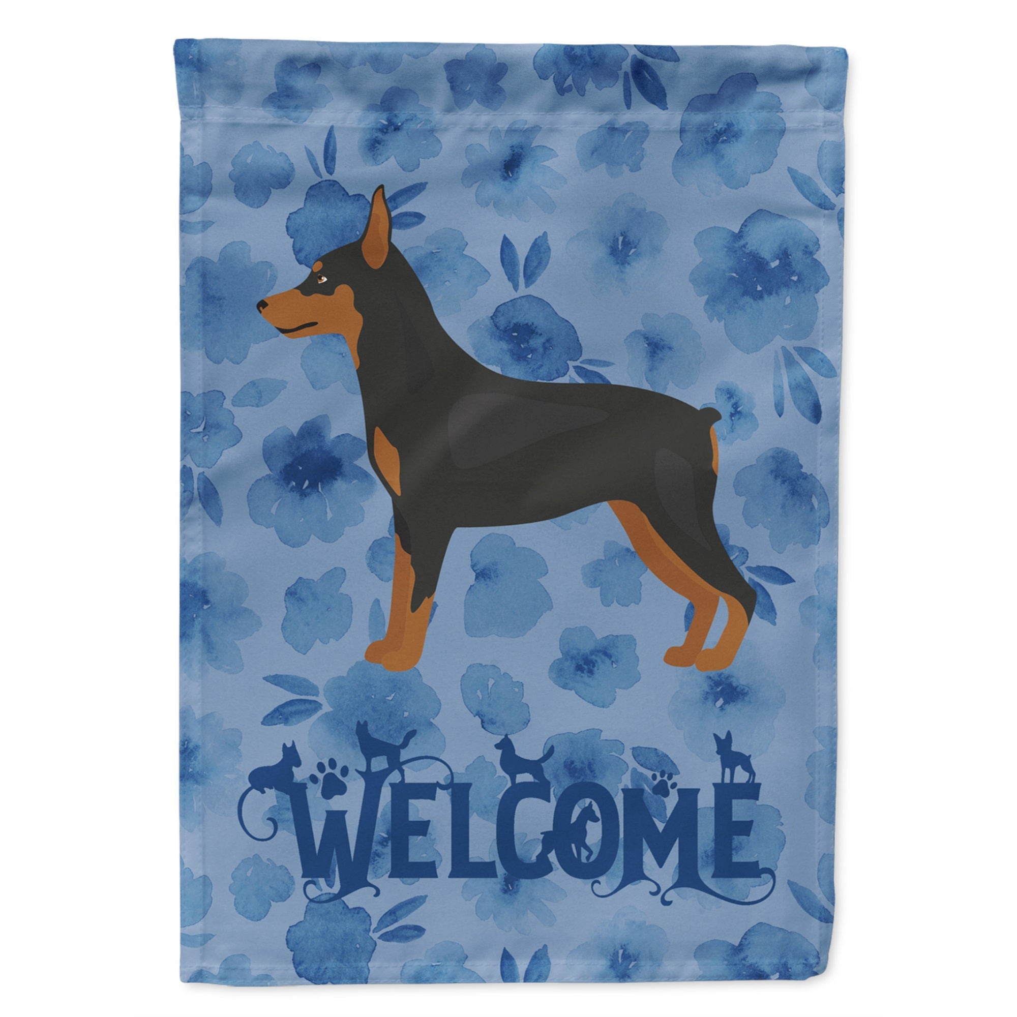 Miniature Pinscher Welcome Flag Garden Size