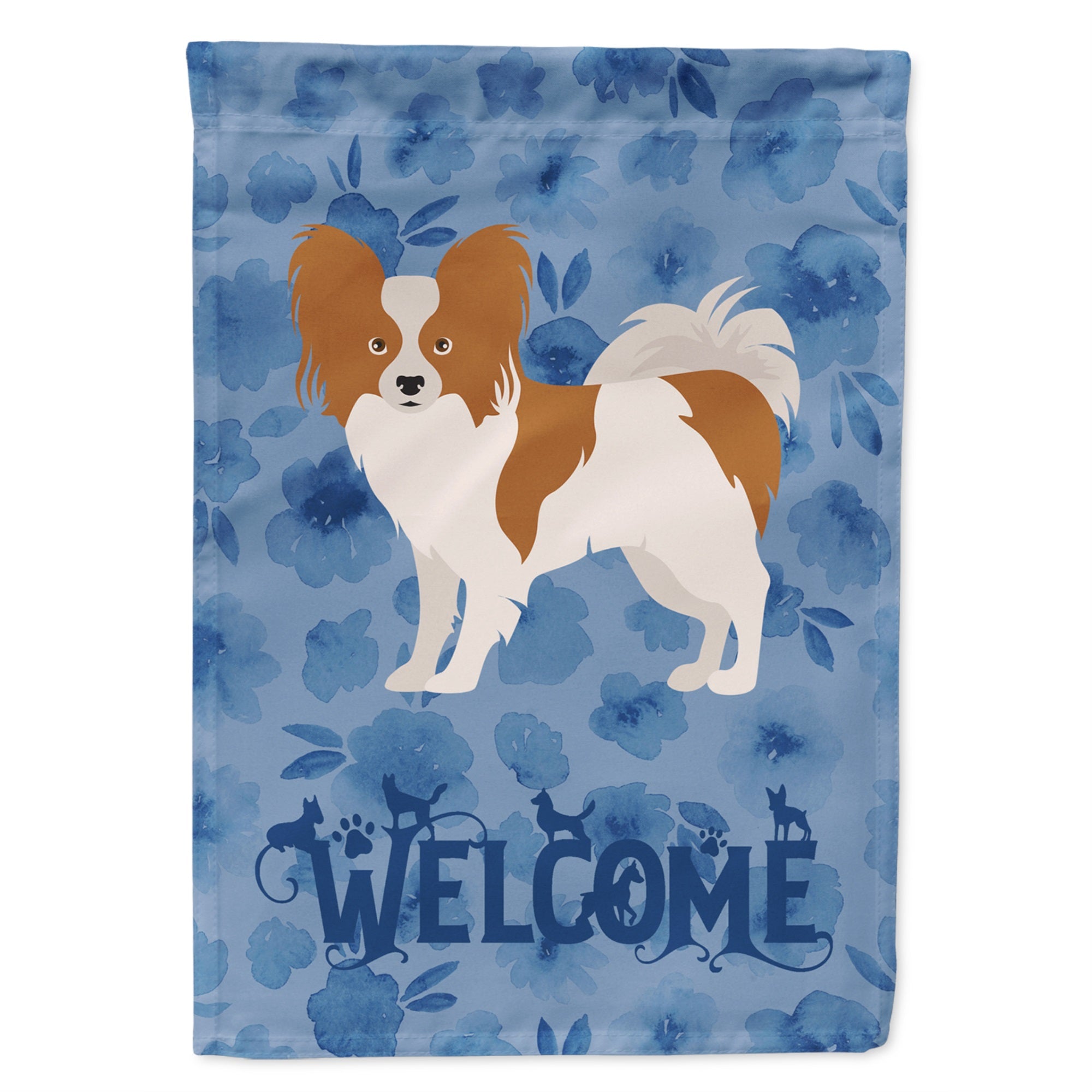 Papillon #1 Welcome Flag Garden Size