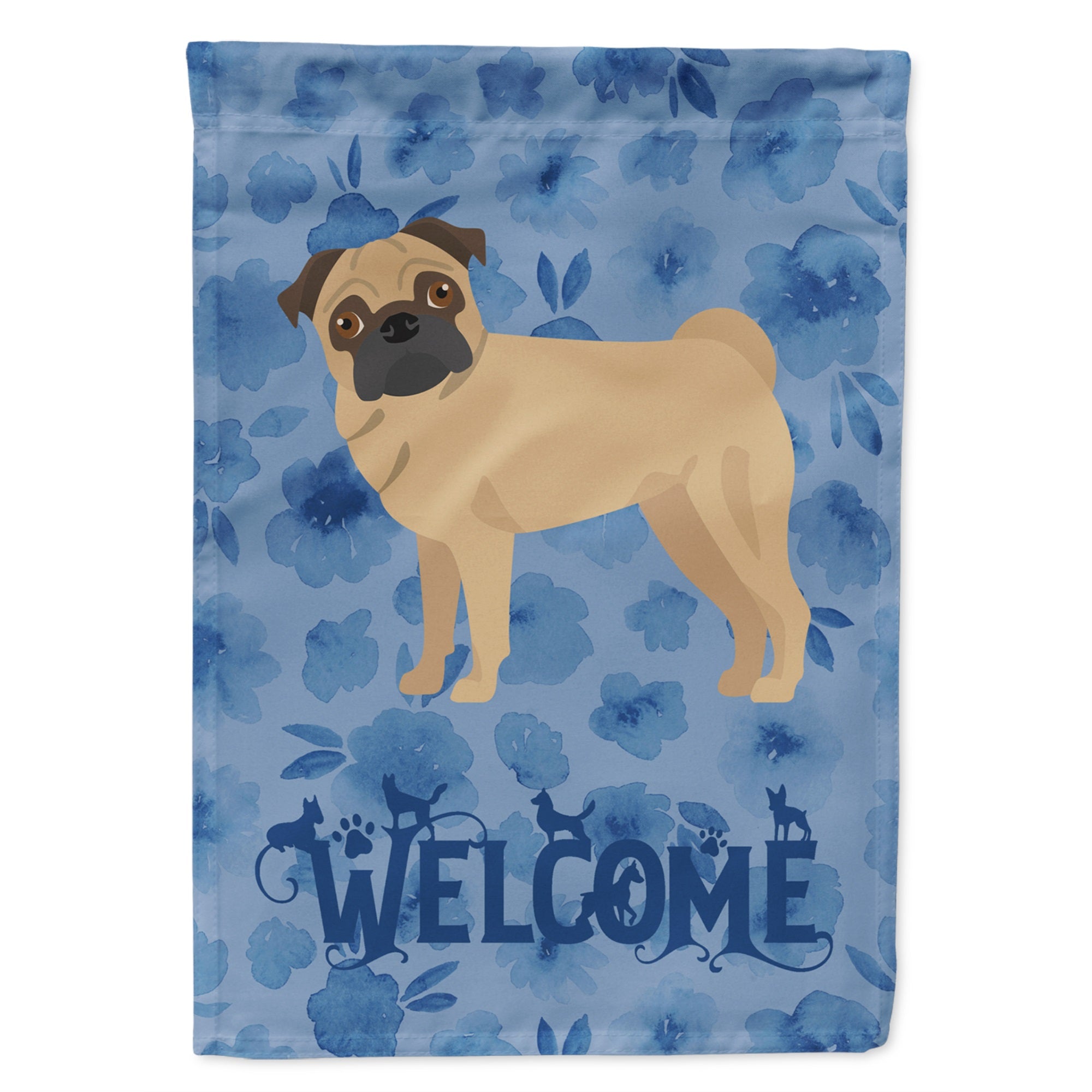 Pug Welcome Flag Garden Size