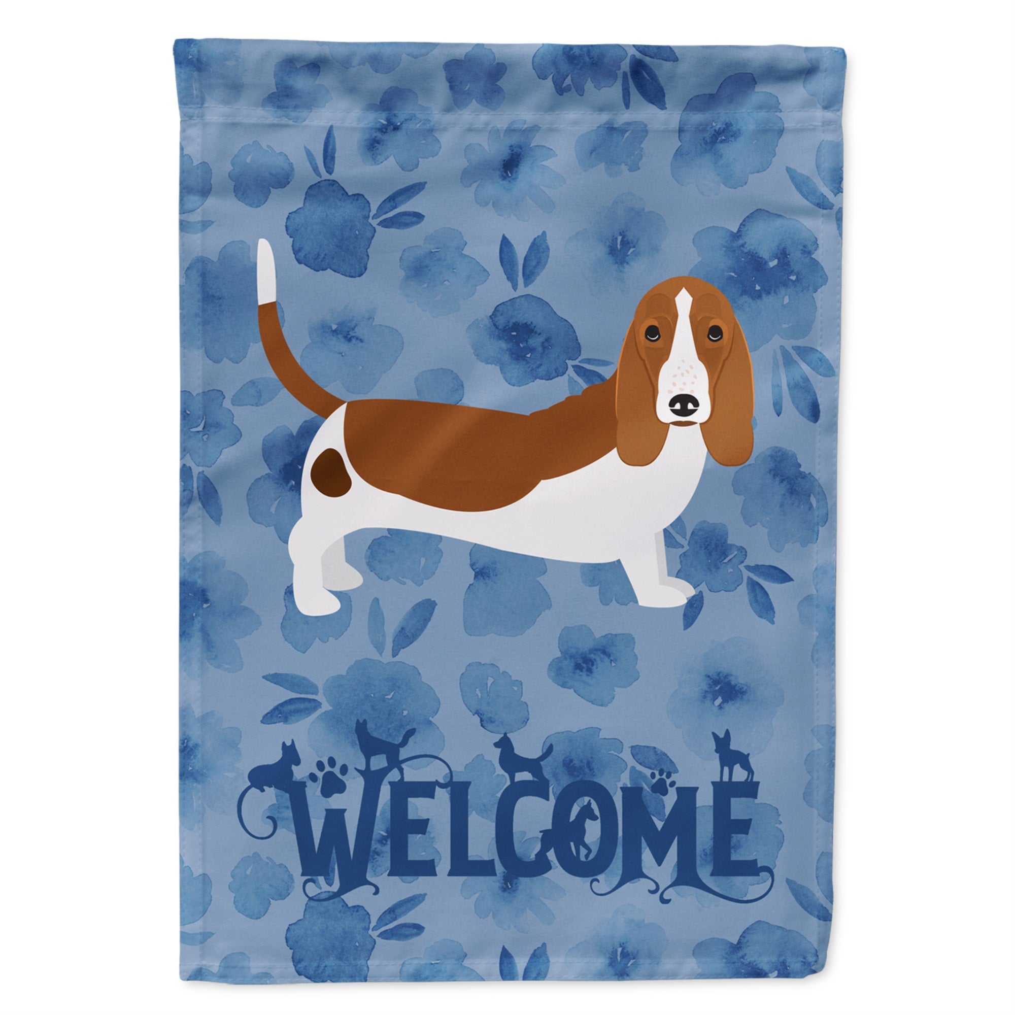 Basset Hound Welcome Flag Garden Size