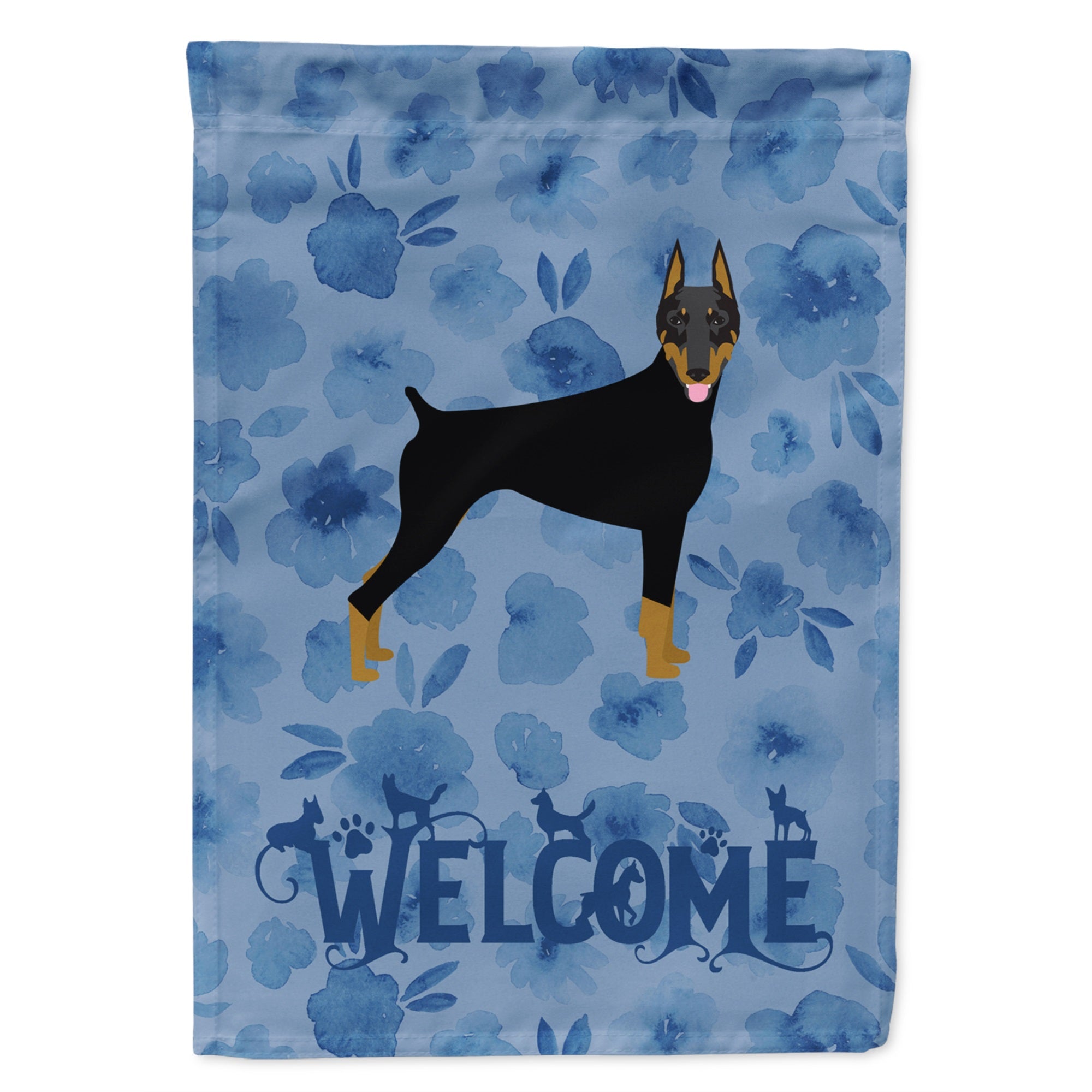 Doberman Pinscher Welcome Flag Garden Size