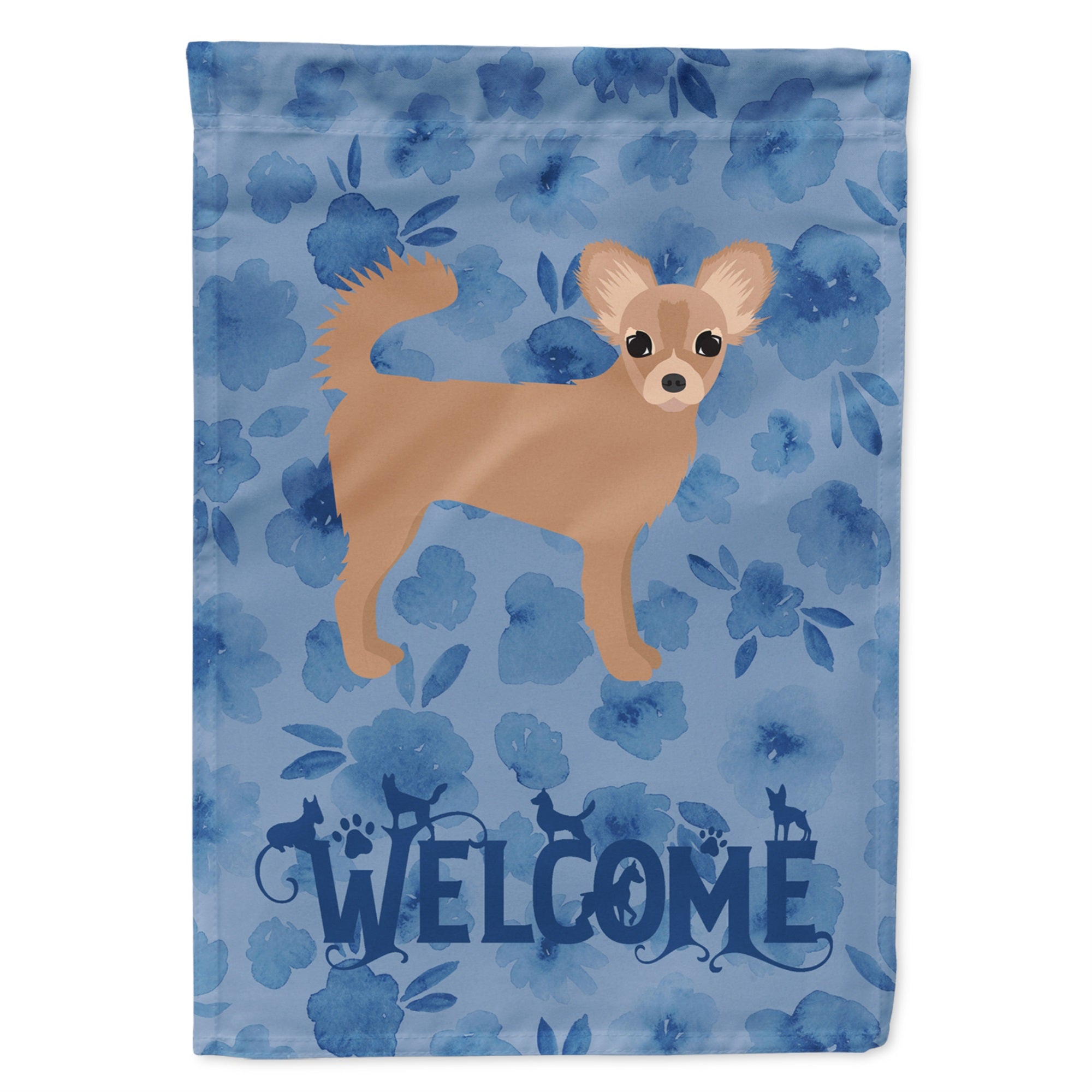 Longhair Chihuahua #2 Welcome Flag Garden Size
