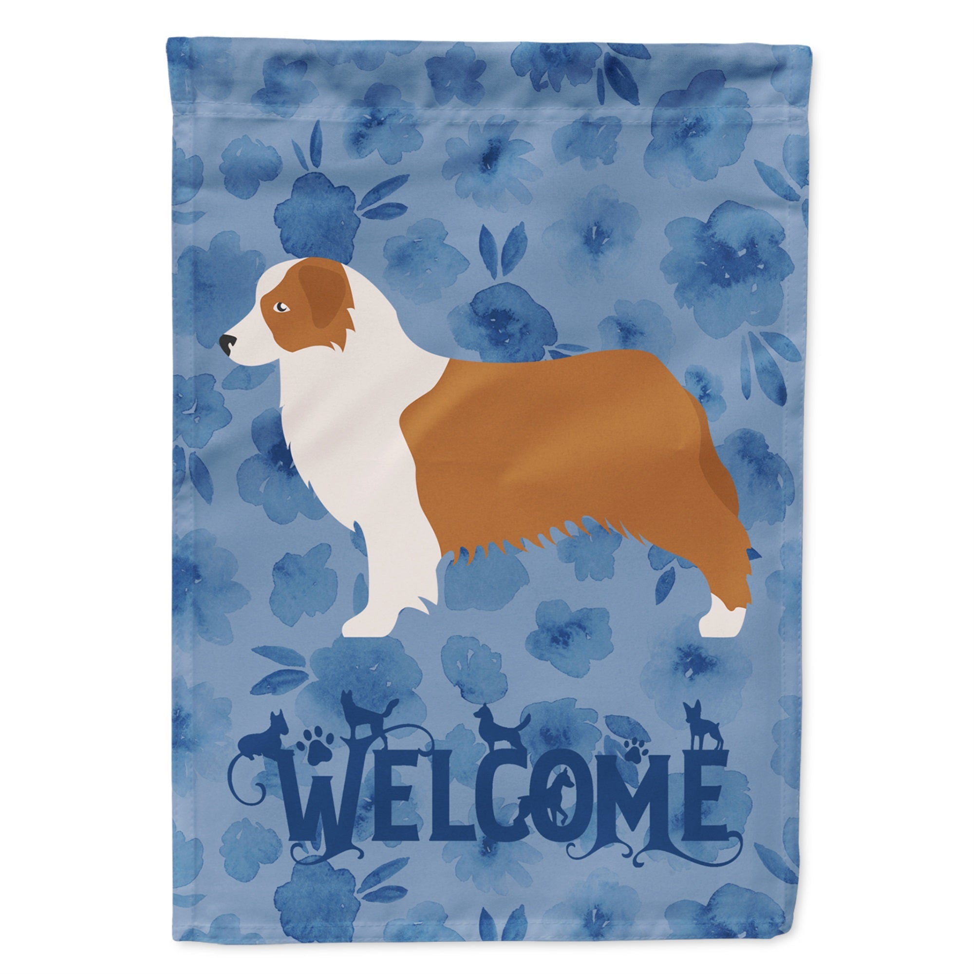 Australian Shepherd Dog Welcome Flag Garden Size