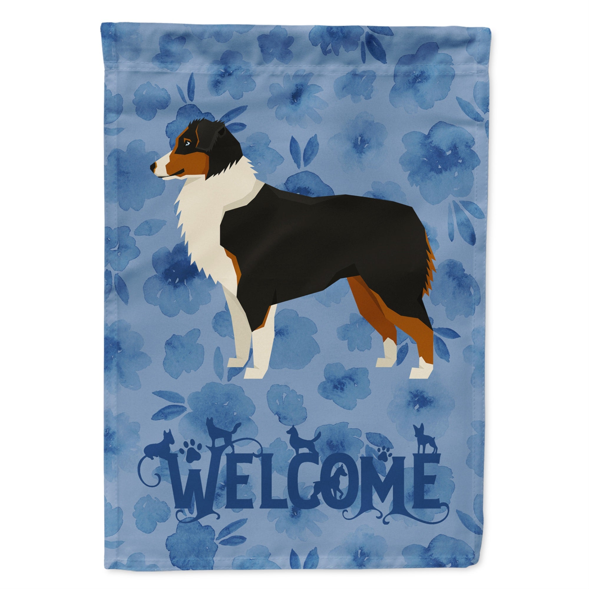 Australian Shepherd Welcome Flag Garden Size