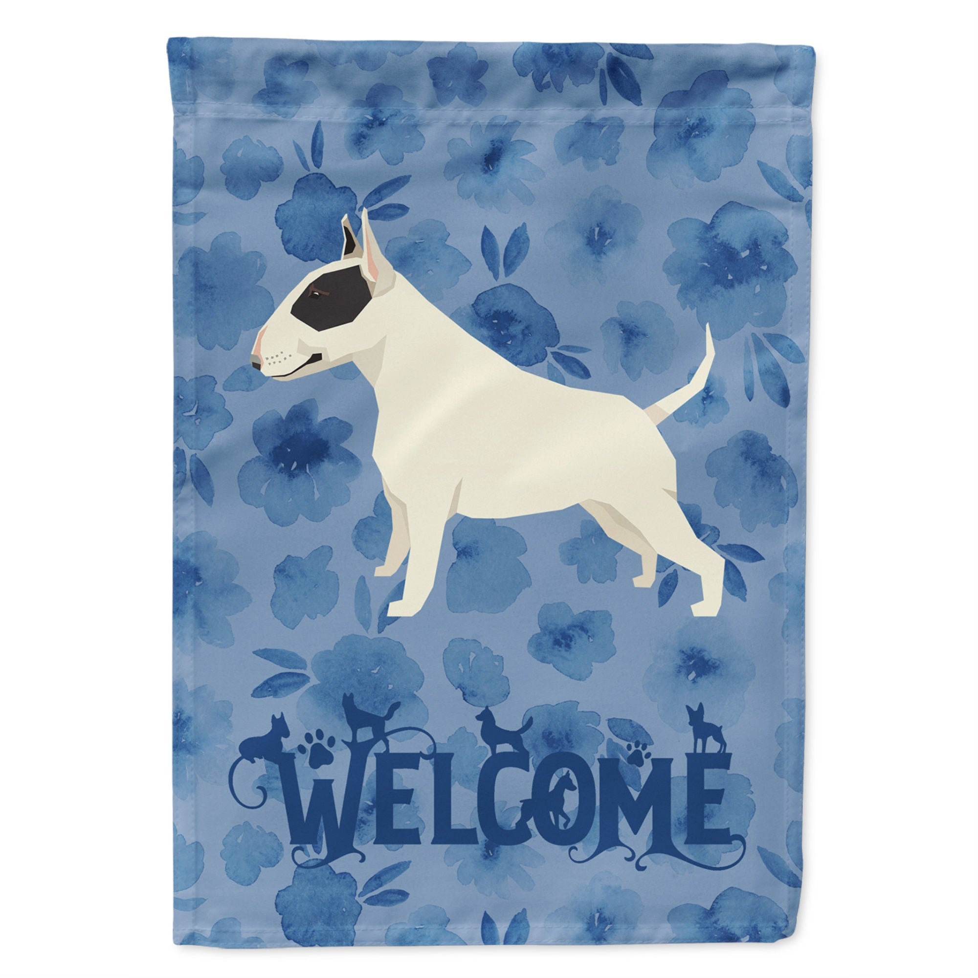 Black And White Bull Terrier Welcome Flag Garden Size