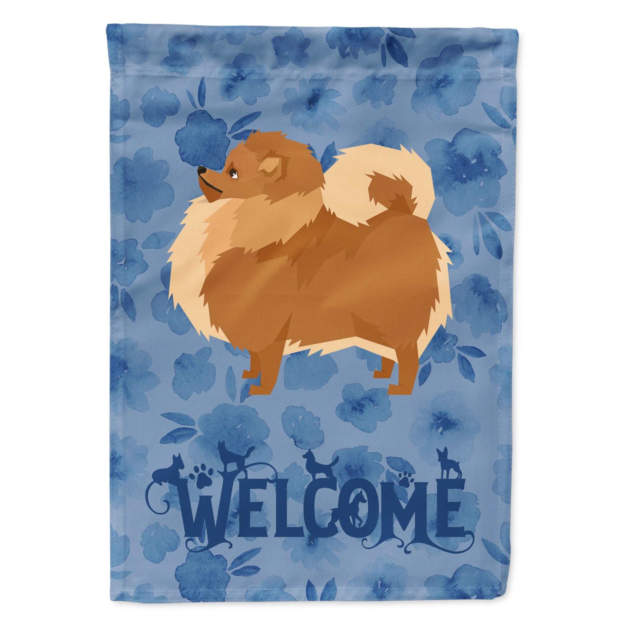 Pomeranian Welcome Flag Garden Size