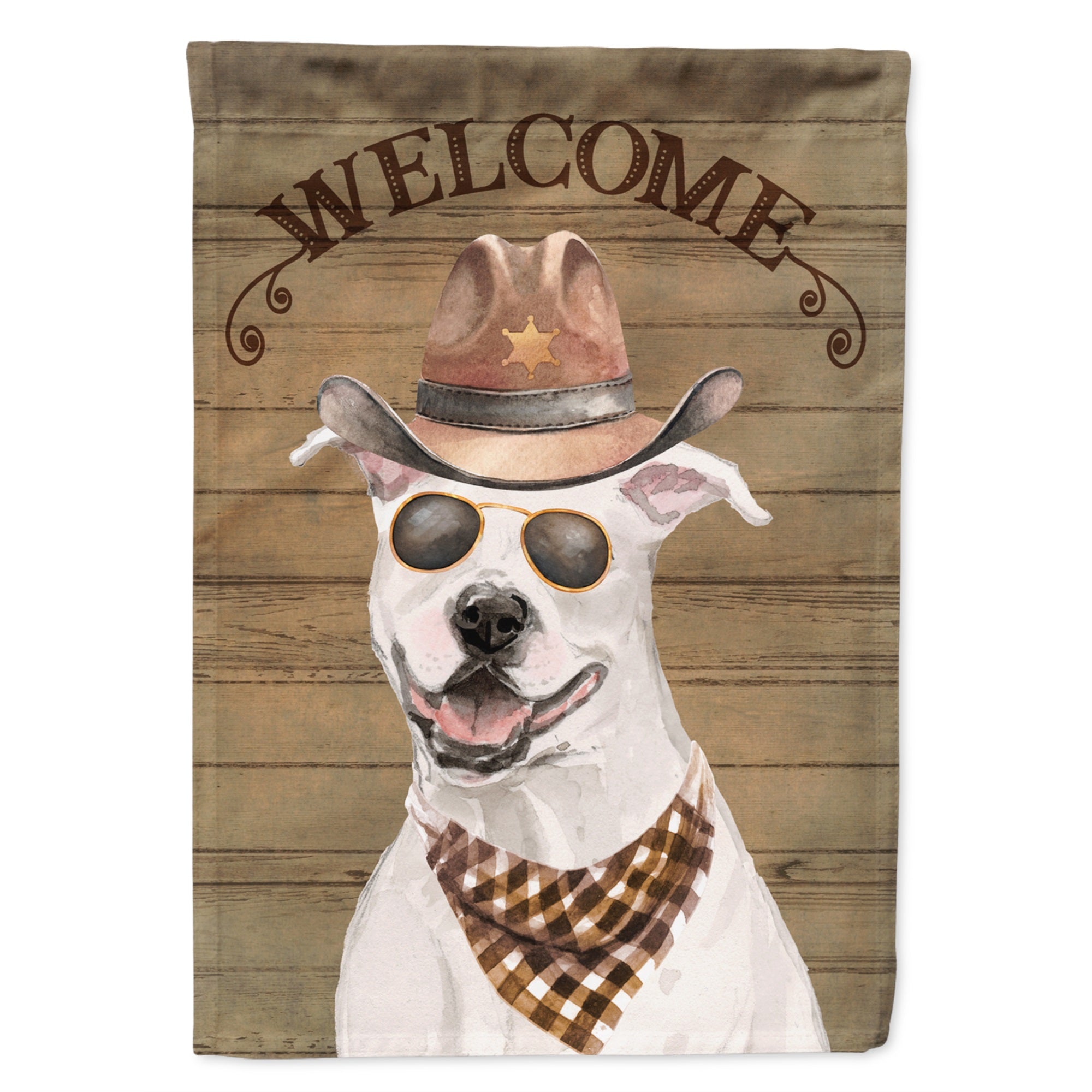 White Staffordshire Bull Terrier Country Dog Flag Garden Size