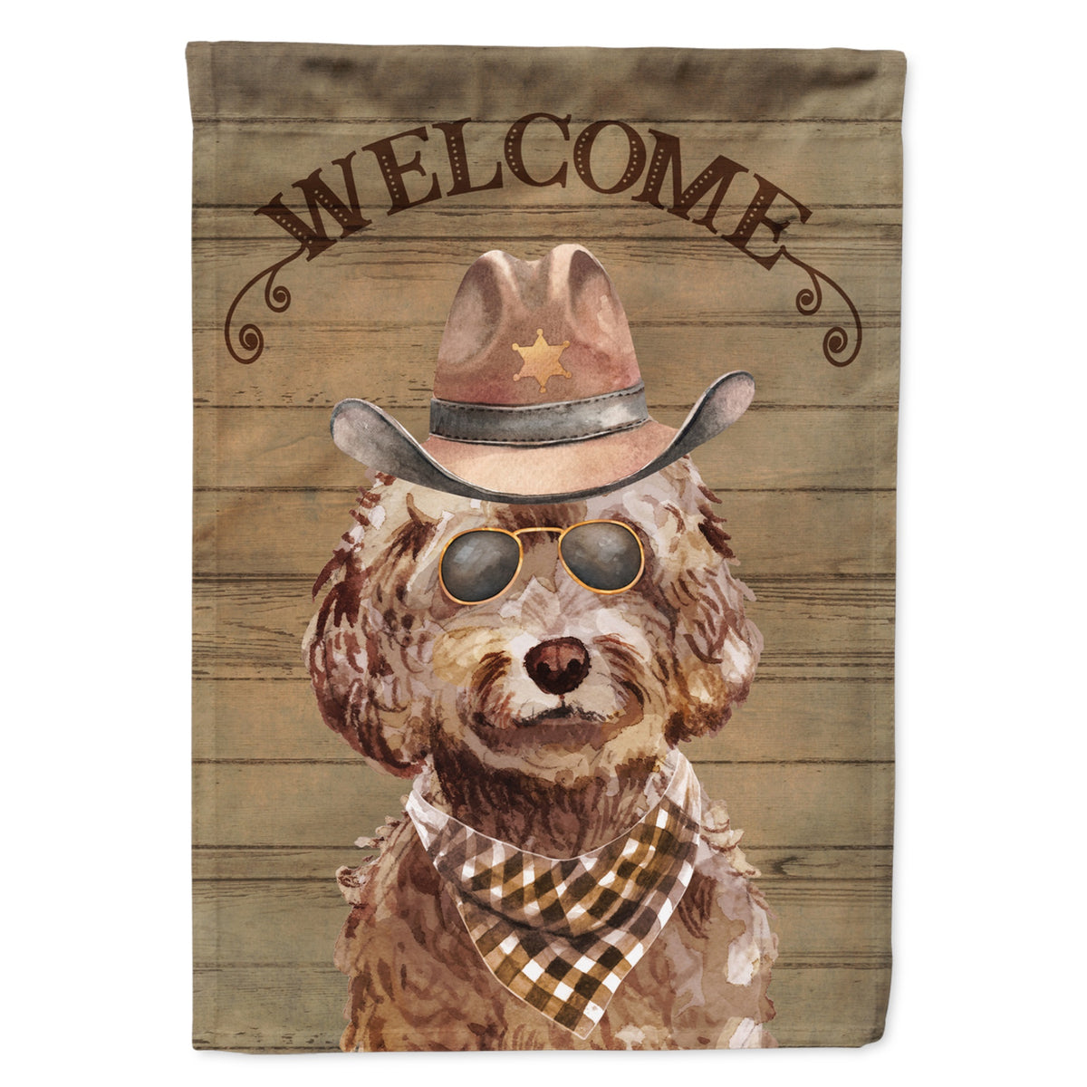 Brown Cockapoo Country Dog Flag Garden Size