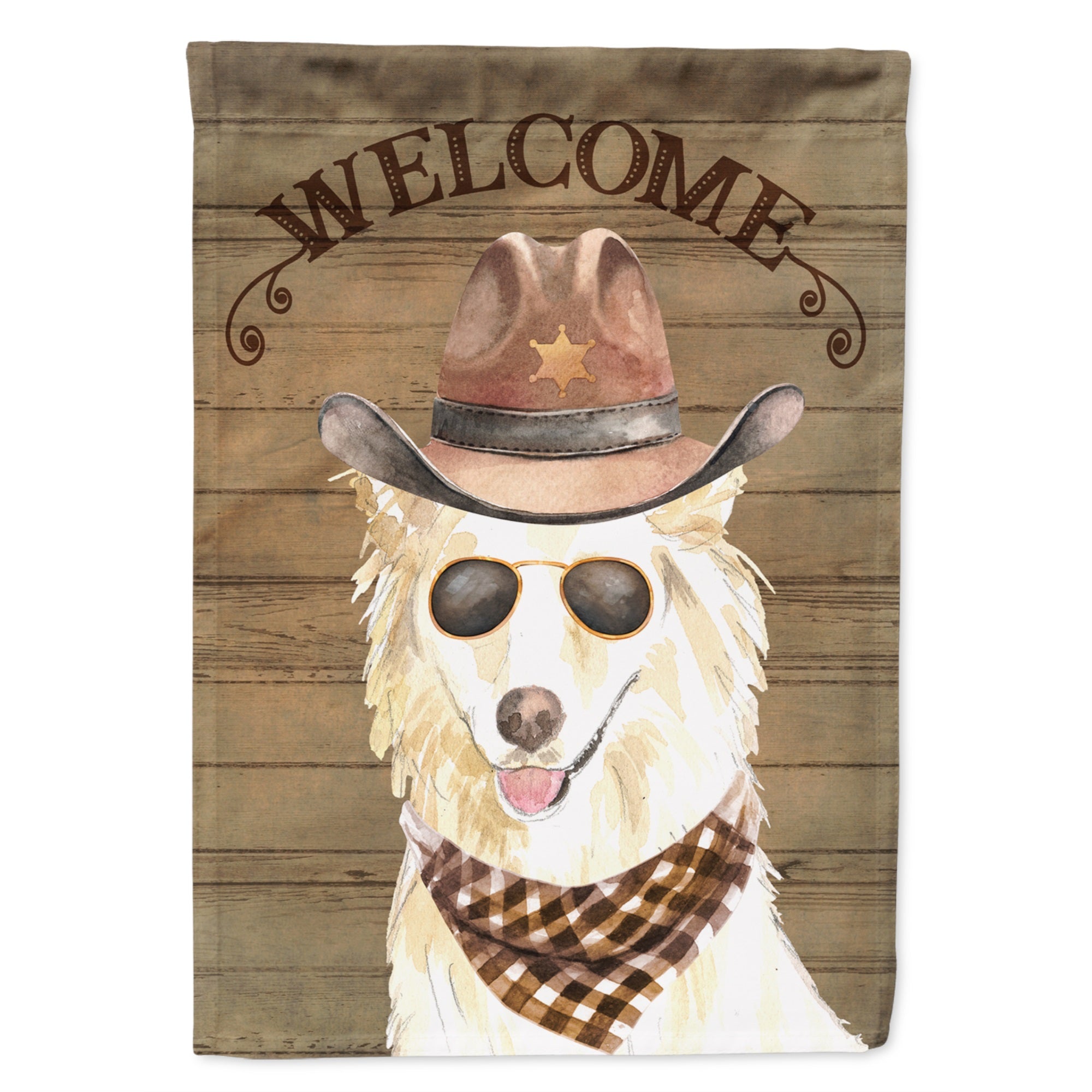 White Collie Country Dog Flag Garden Size