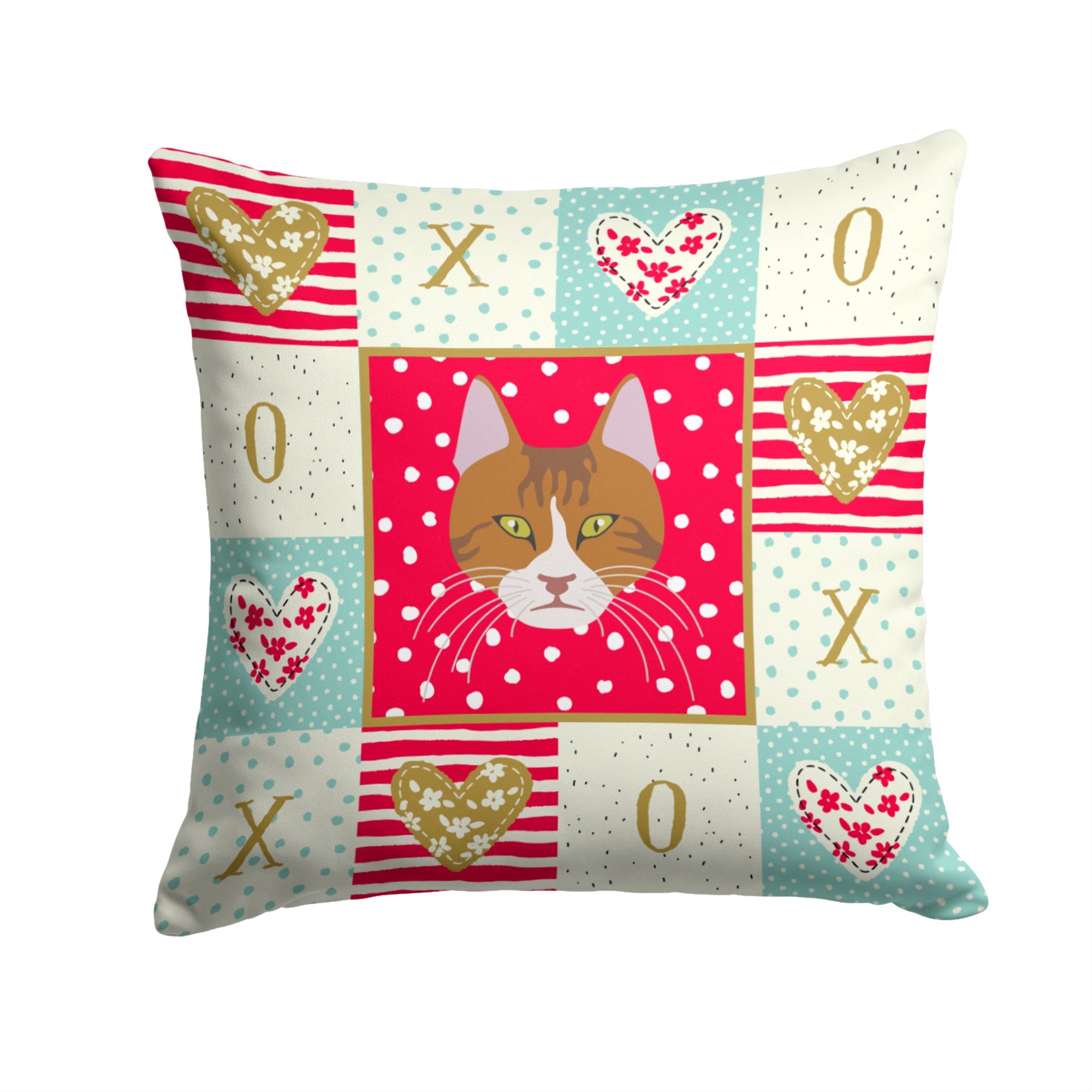 Aegean Cat Love Fabric Decorative Pillow
