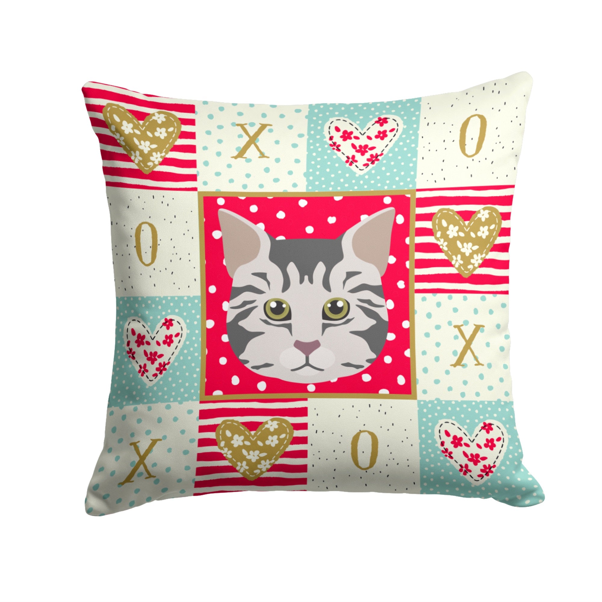 American Bobtail Cat Love Fabric Decorative Pillow