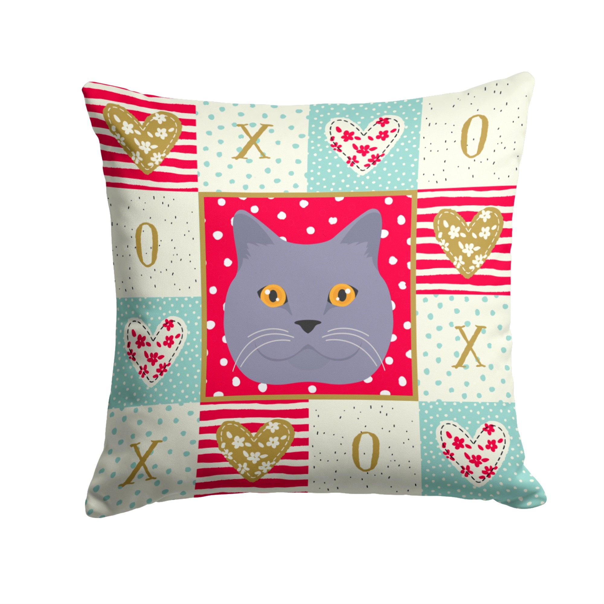 British Shorthair Cat Love Fabric Decorative Pillow