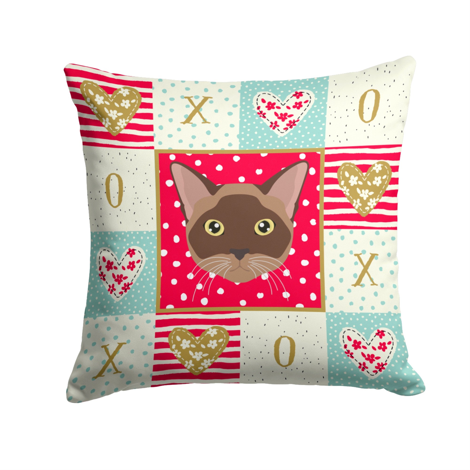 Burmese Cat Love Fabric Decorative Pillow