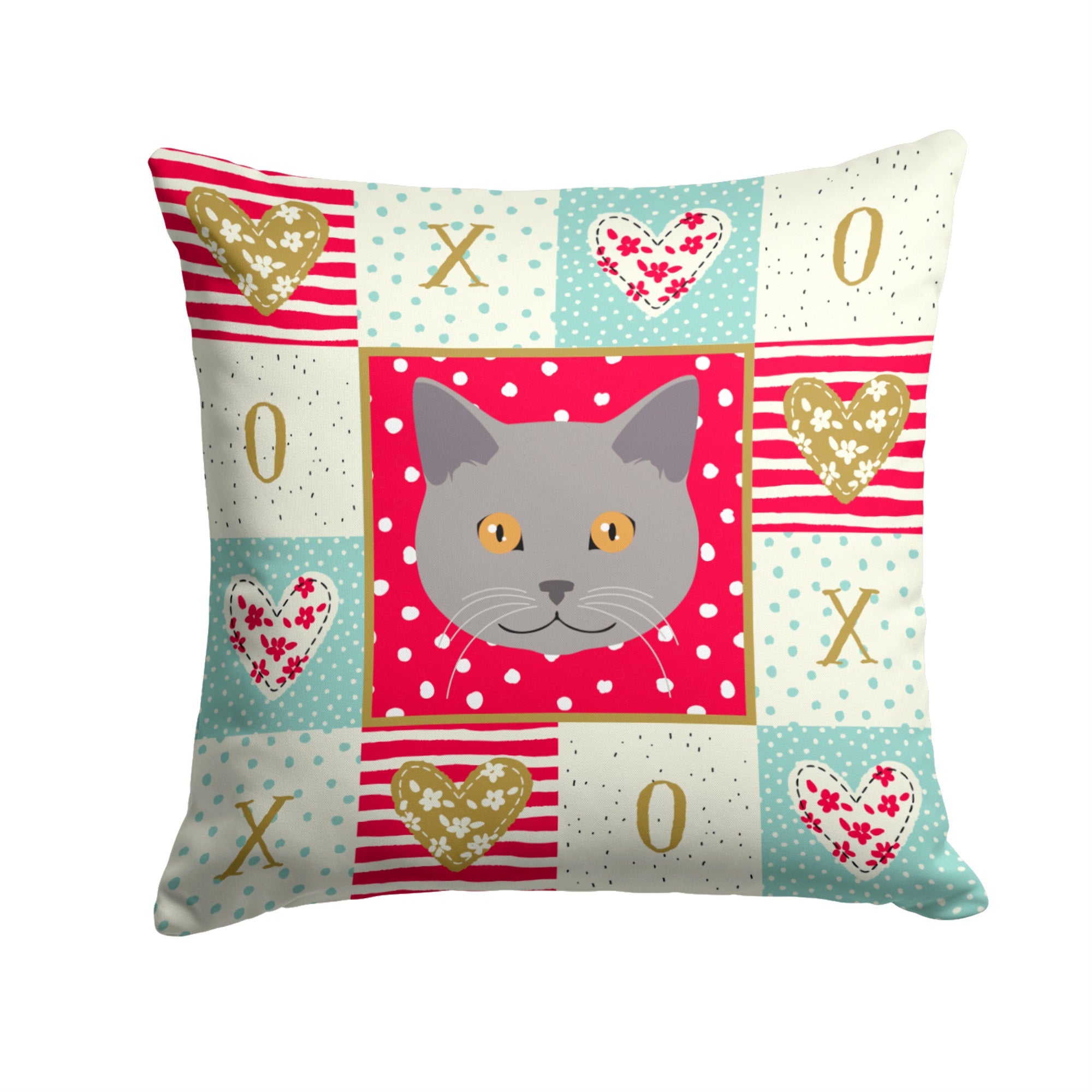 Chartreux Cat Love Fabric Decorative Pillow