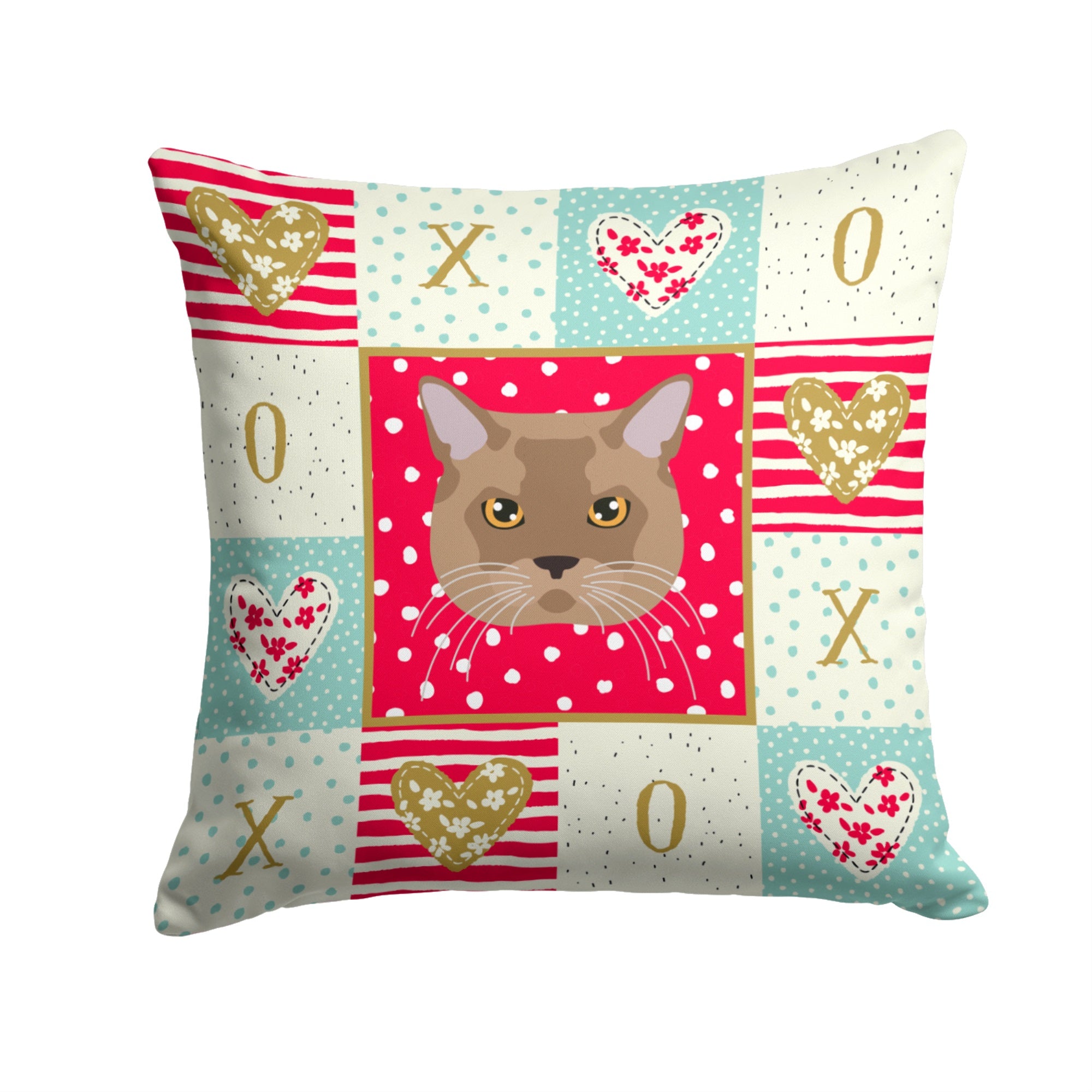European Burmese Cat Love Fabric Decorative Pillow
