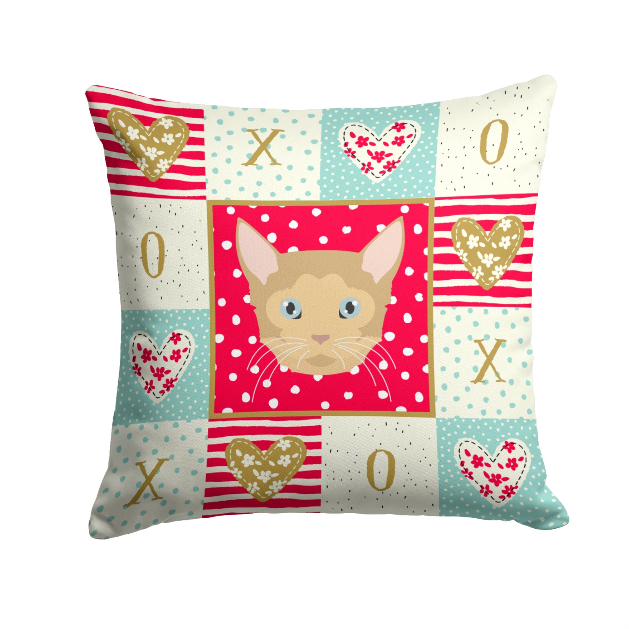 German Rex Cat Love Fabric Decorative Pillow