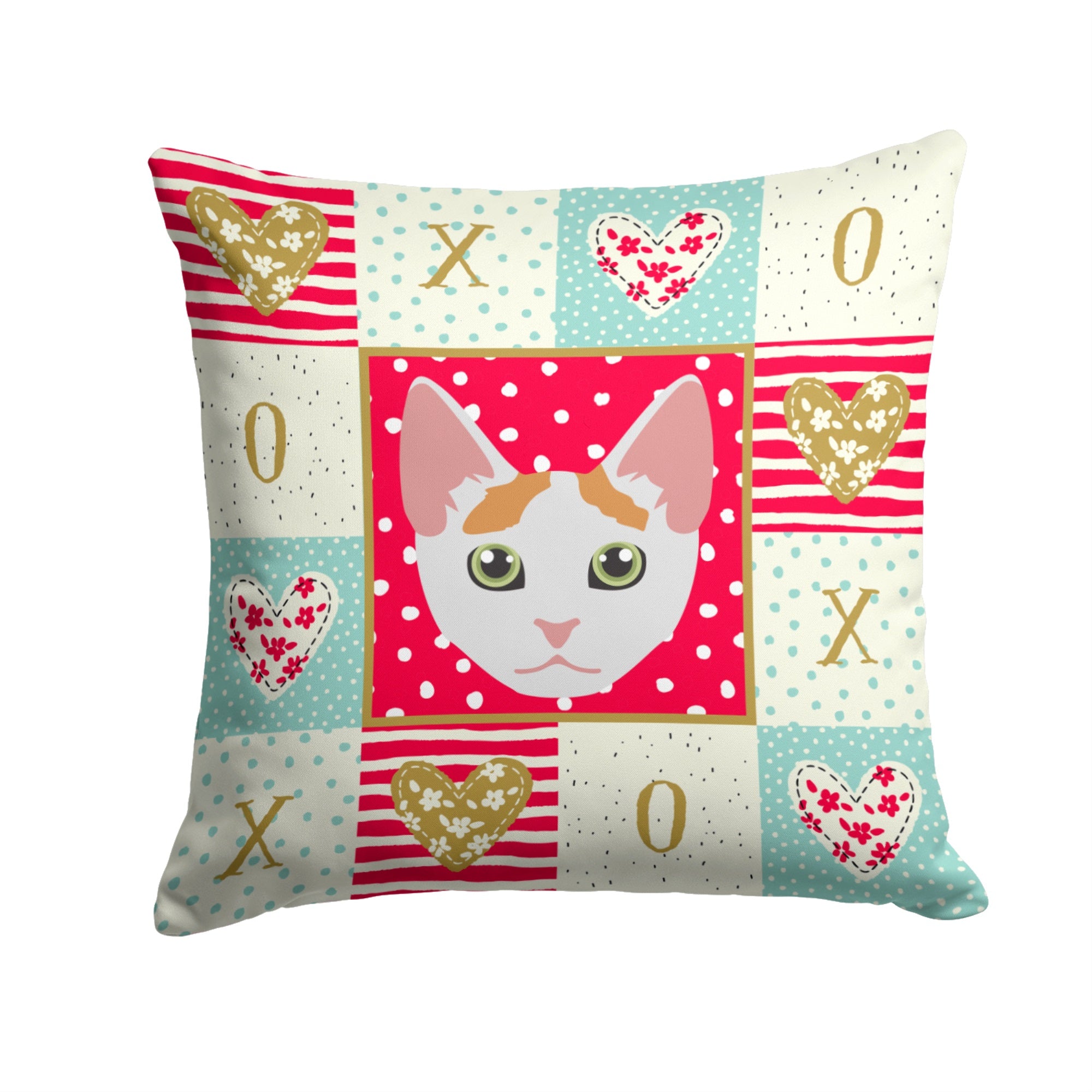 Japanese Bobtail Cat Love Fabric Decorative Pillow