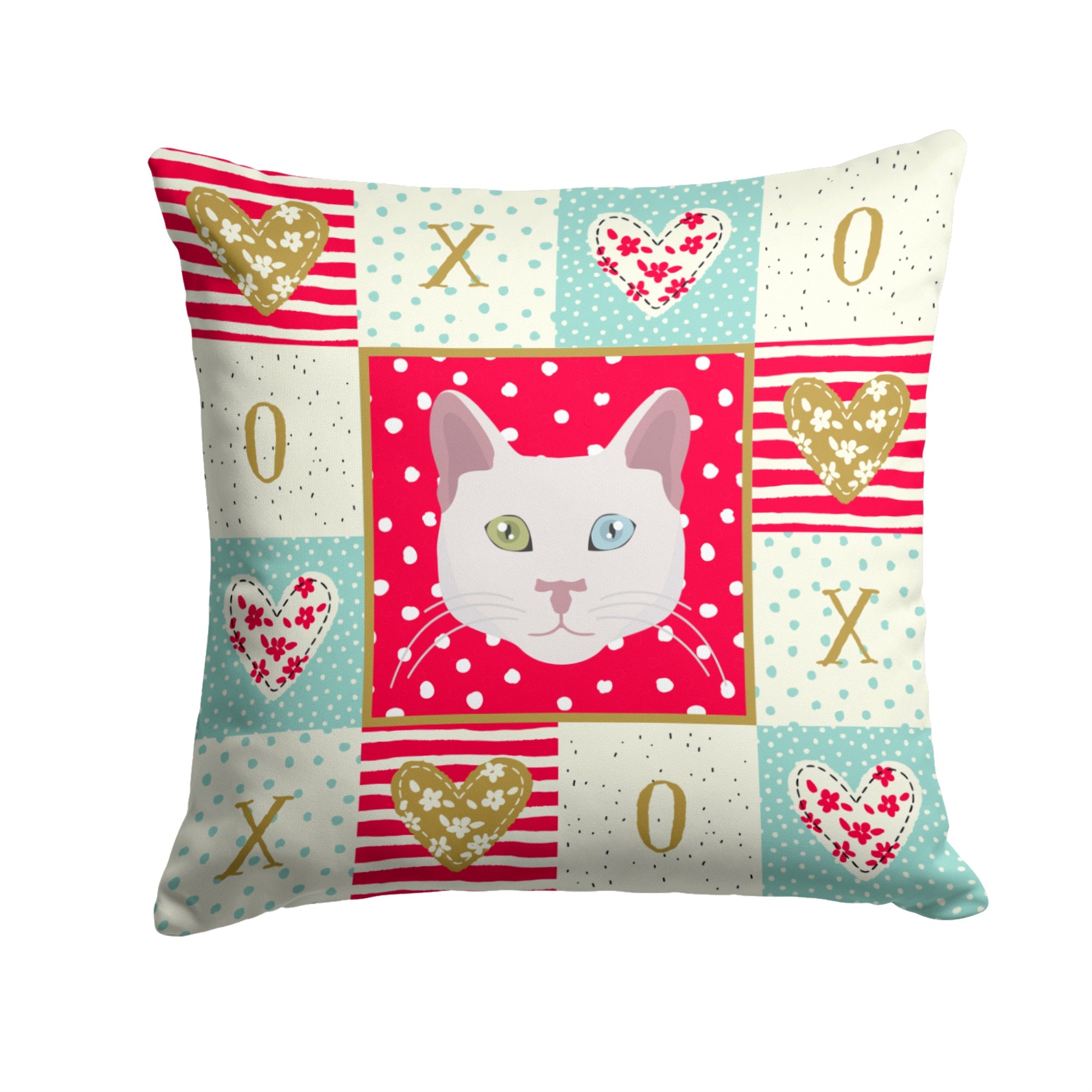 Khao Manee Cat Love Fabric Decorative Pillow
