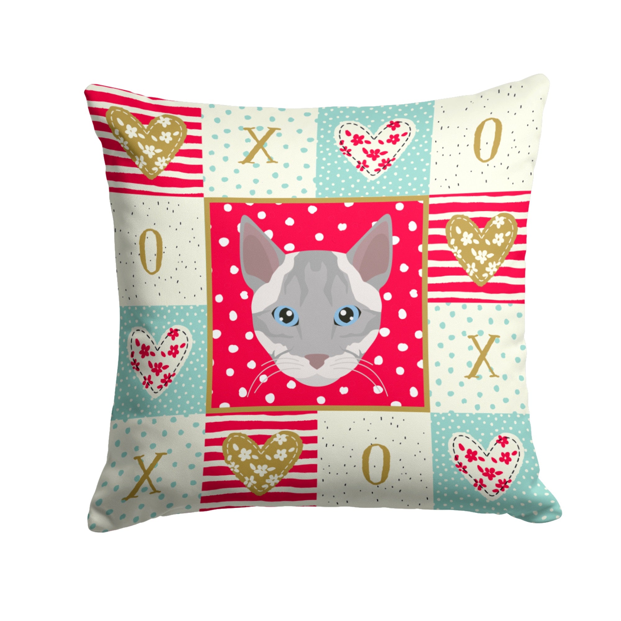 Ojos Azules Cat Love Fabric Decorative Pillow