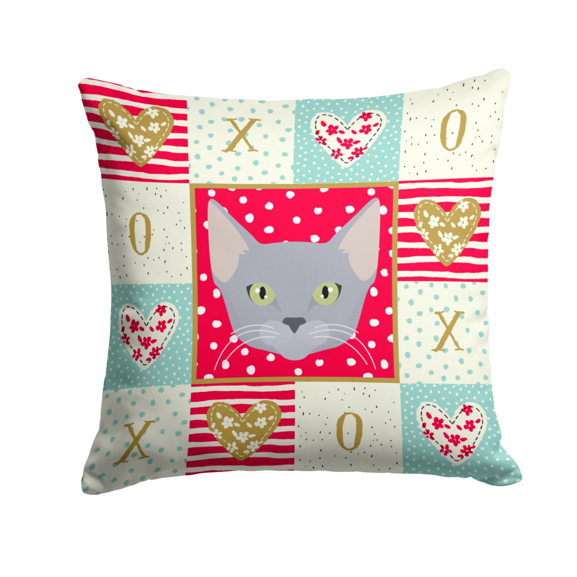 Russian Blue Cat Love Fabric Decorative Pillow