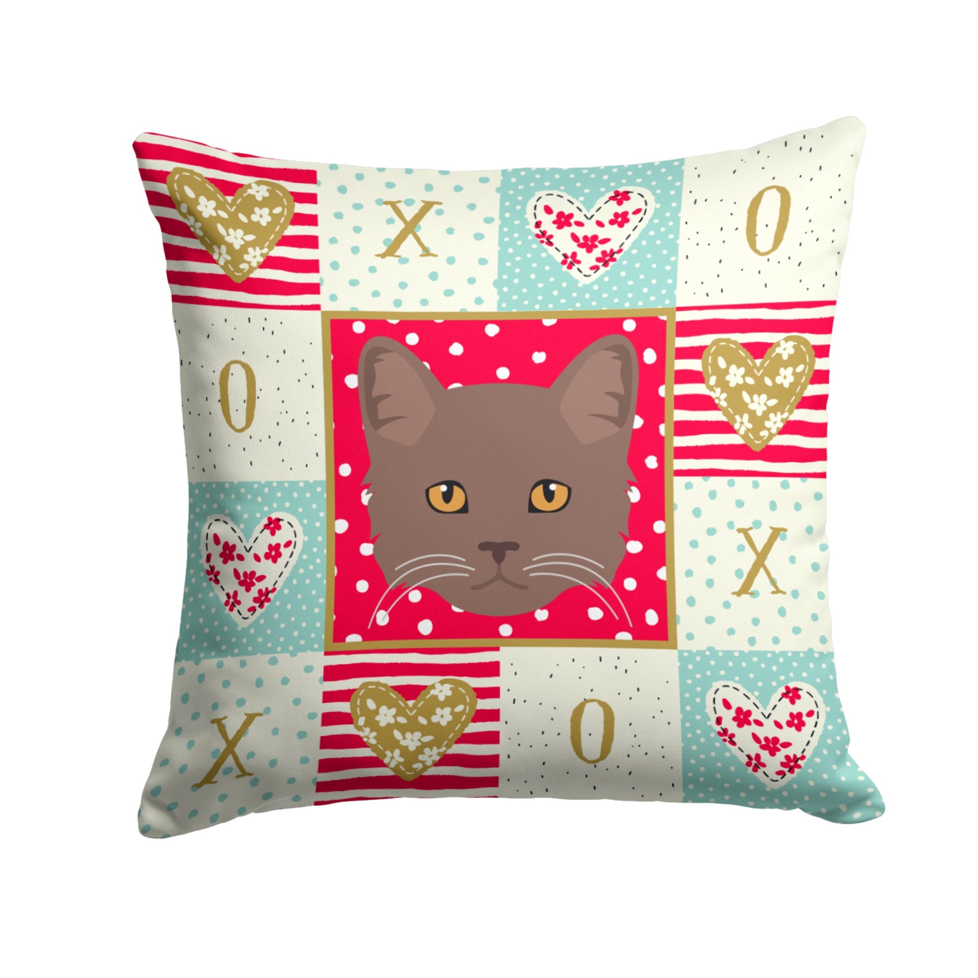 York Chocolate Cat Love Fabric Decorative Pillow