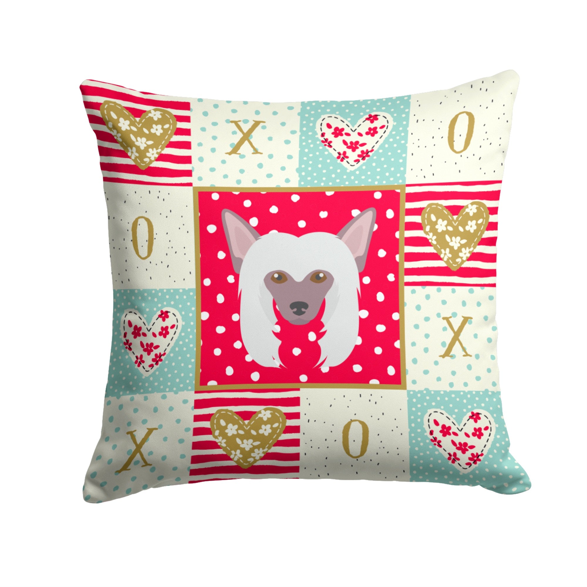 Chinese Crested Love Fabric Decorative Pillow