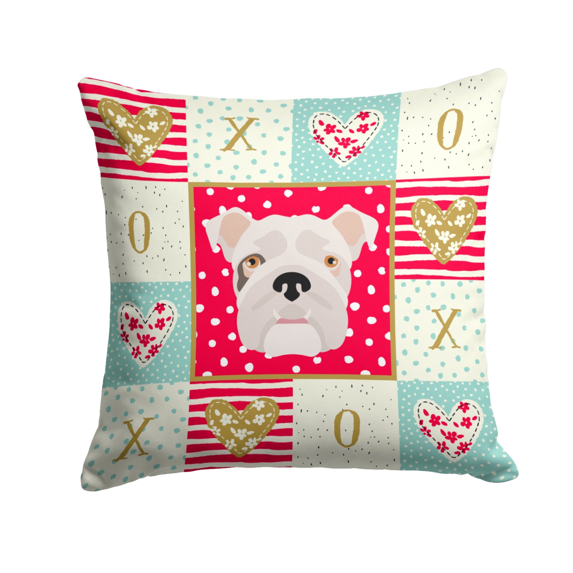 English Bulldog Love Fabric Decorative Pillow