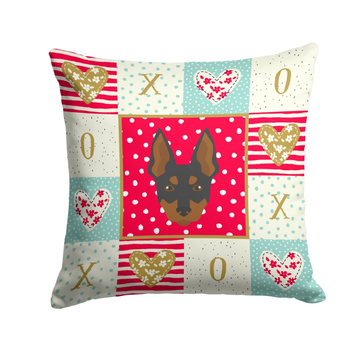 English Toy Terrier Love Fabric Decorative Pillow