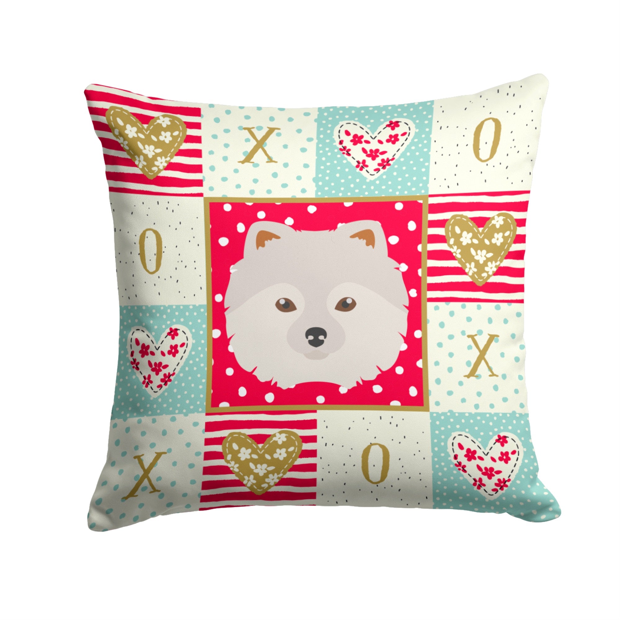 Japanese Spitz Love Fabric Decorative Pillow