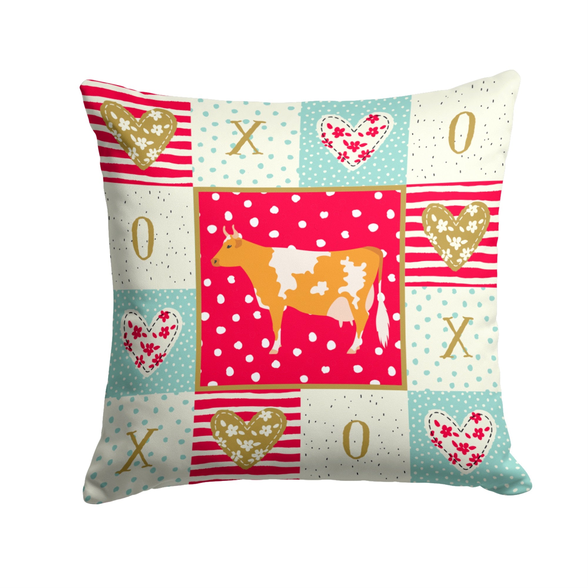 Guernsey Cow Love Fabric Decorative Pillow