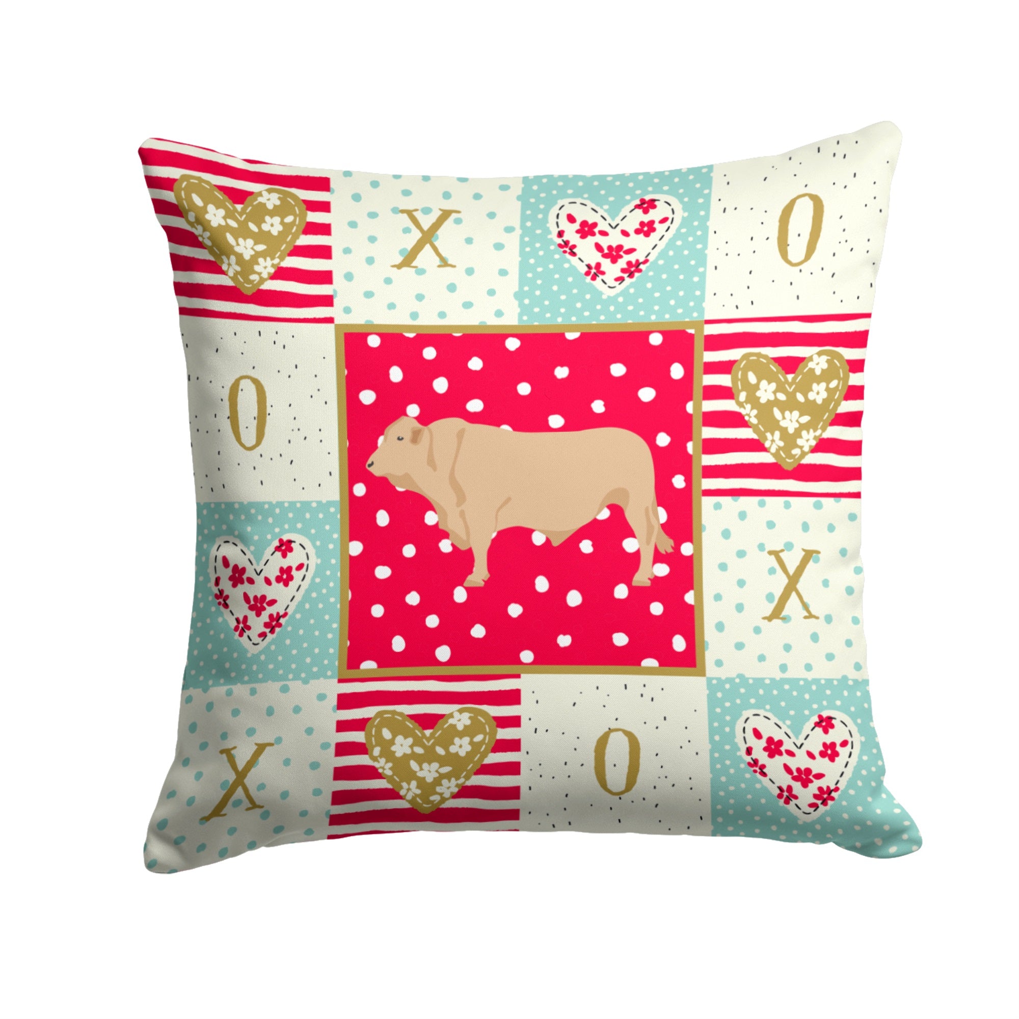 Charolais Cow Love Fabric Decorative Pillow