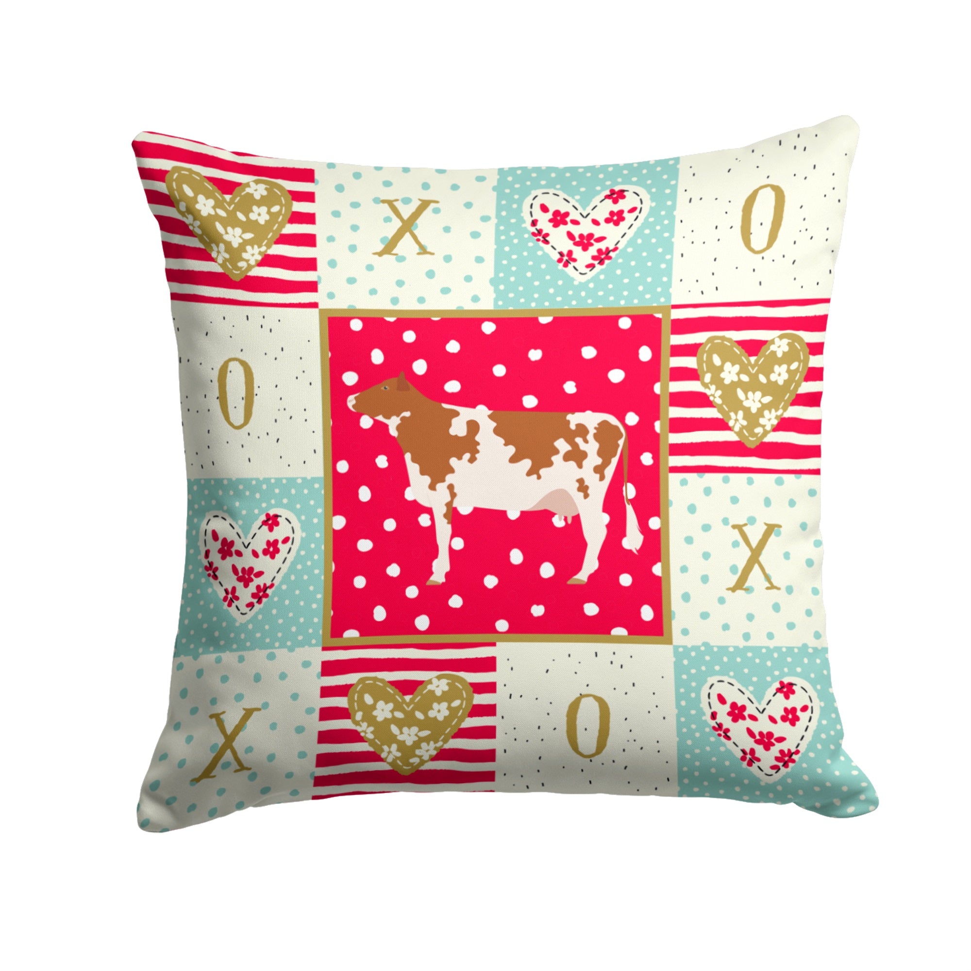 Ayrshire Cow Love Fabric Decorative Pillow