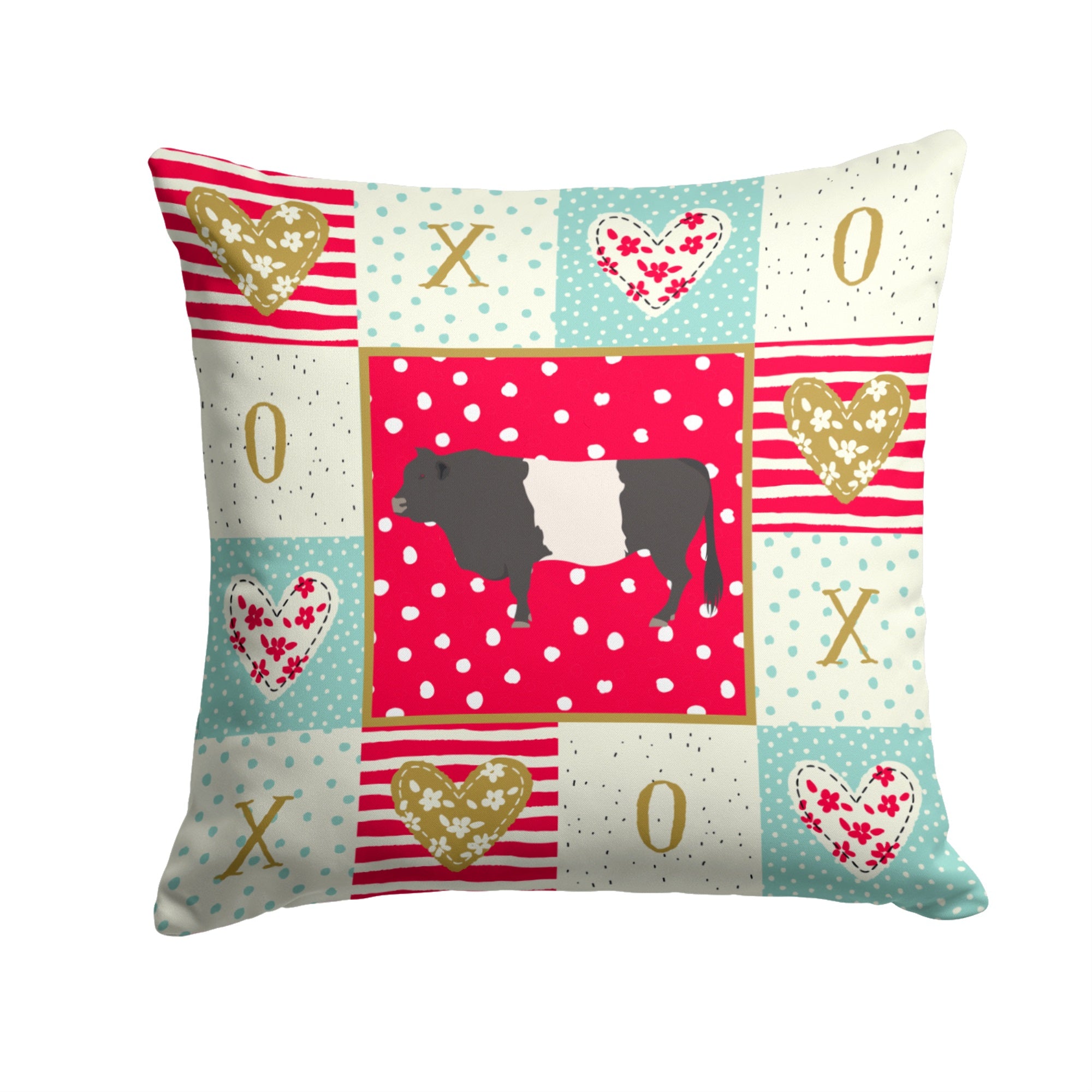 Belted Galloway Cow Love Fabric Decorative Pillow
