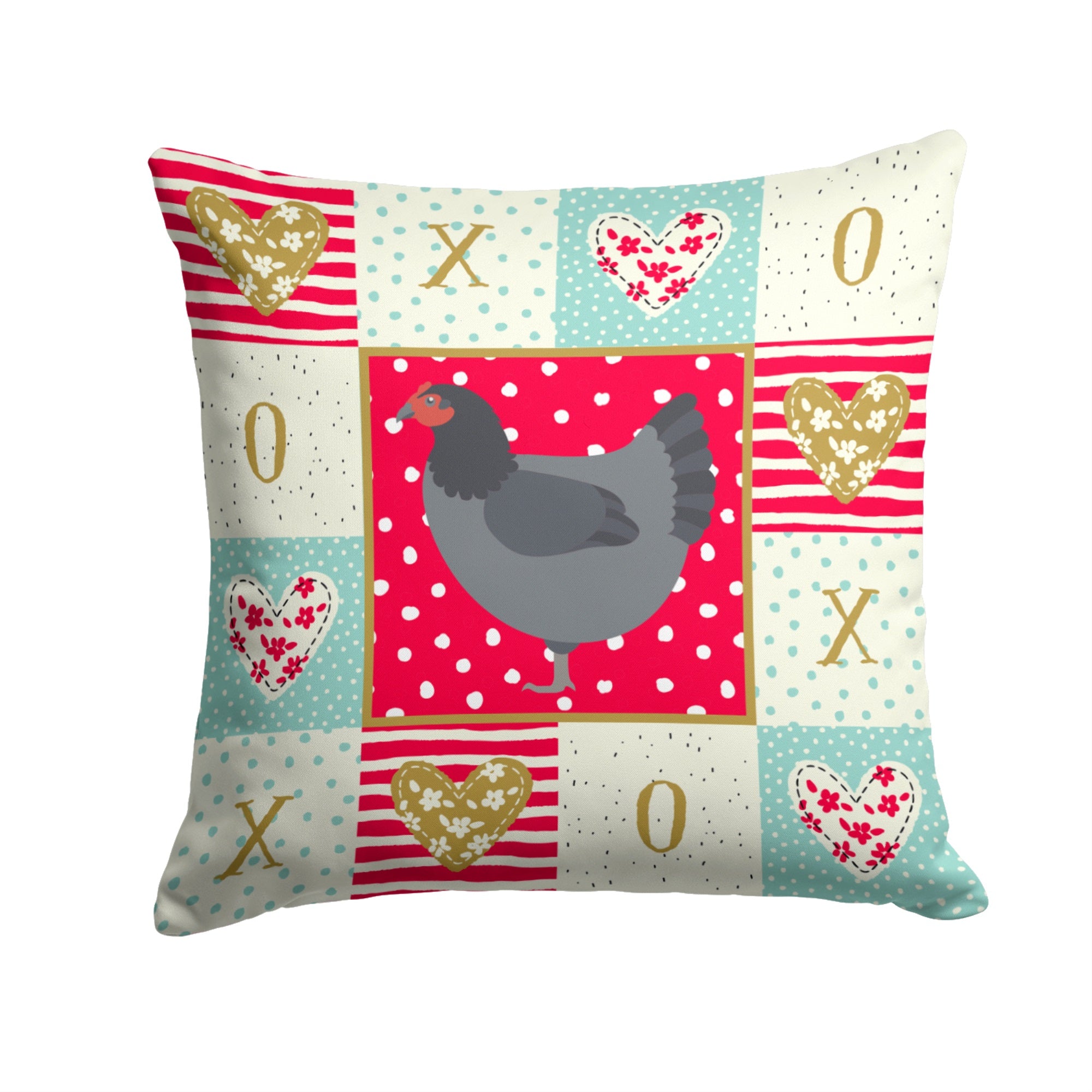 Jersey Giant Chicken Love Fabric Decorative Pillow