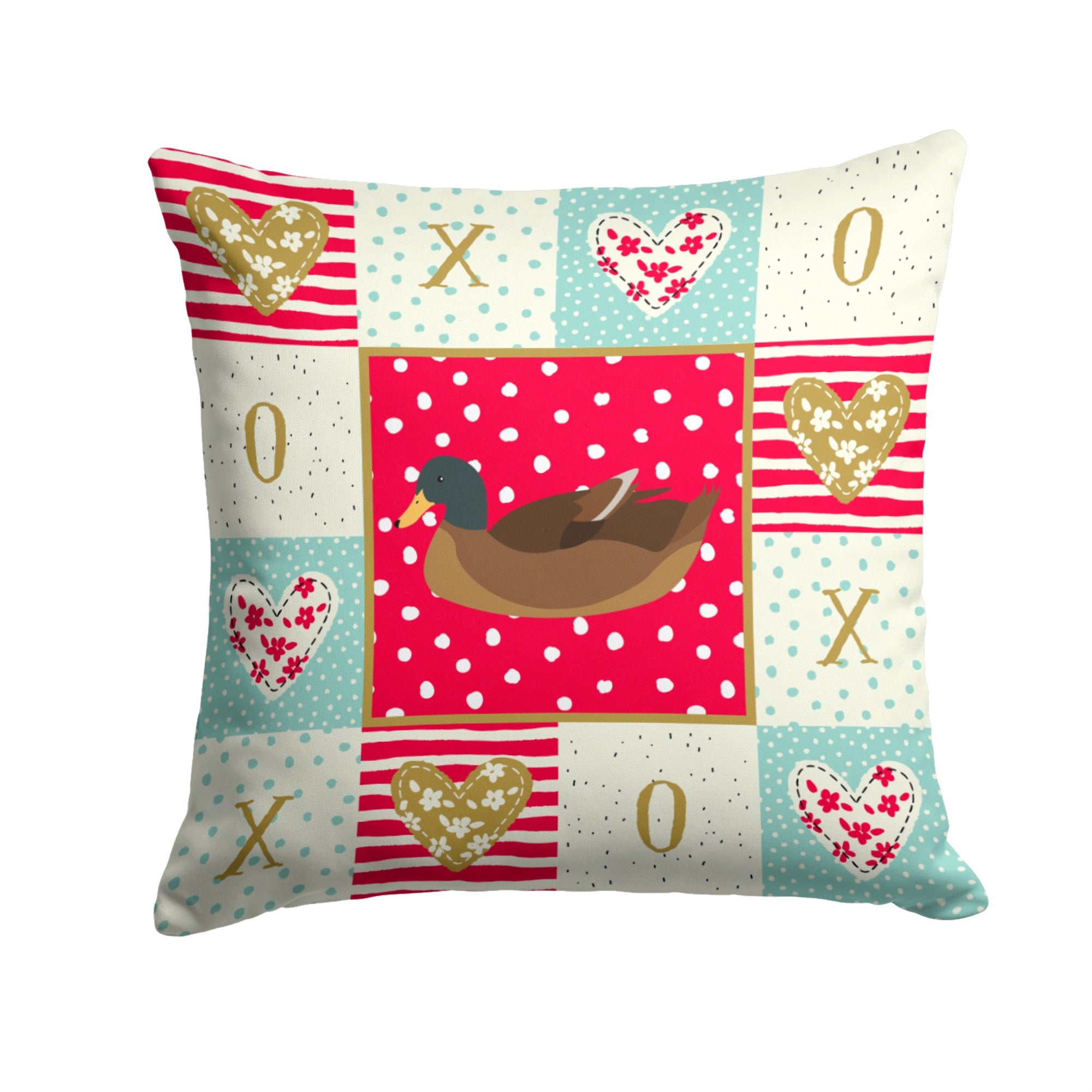 Khaki Campbell Duck Love Fabric Decorative Pillow