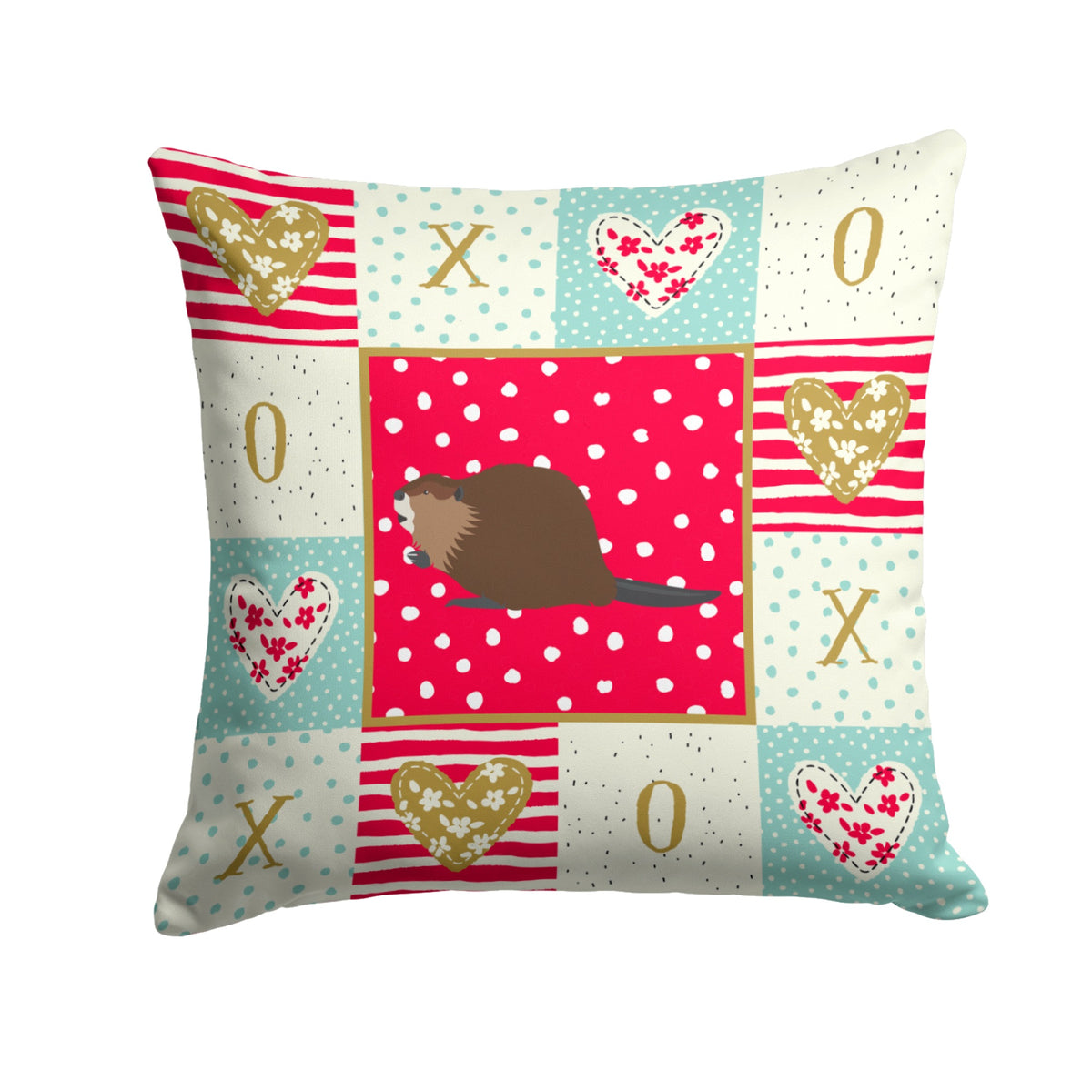 Eurasian Beaver Love Fabric Decorative Pillow